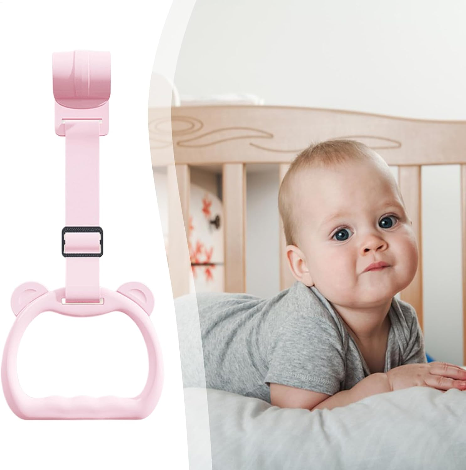 Baby Standing Support | Bed Stand up Assistant - Toy Strap Handle Grip Cot Accessories for Boys Exercise Walking Practice Yard Play image number 1