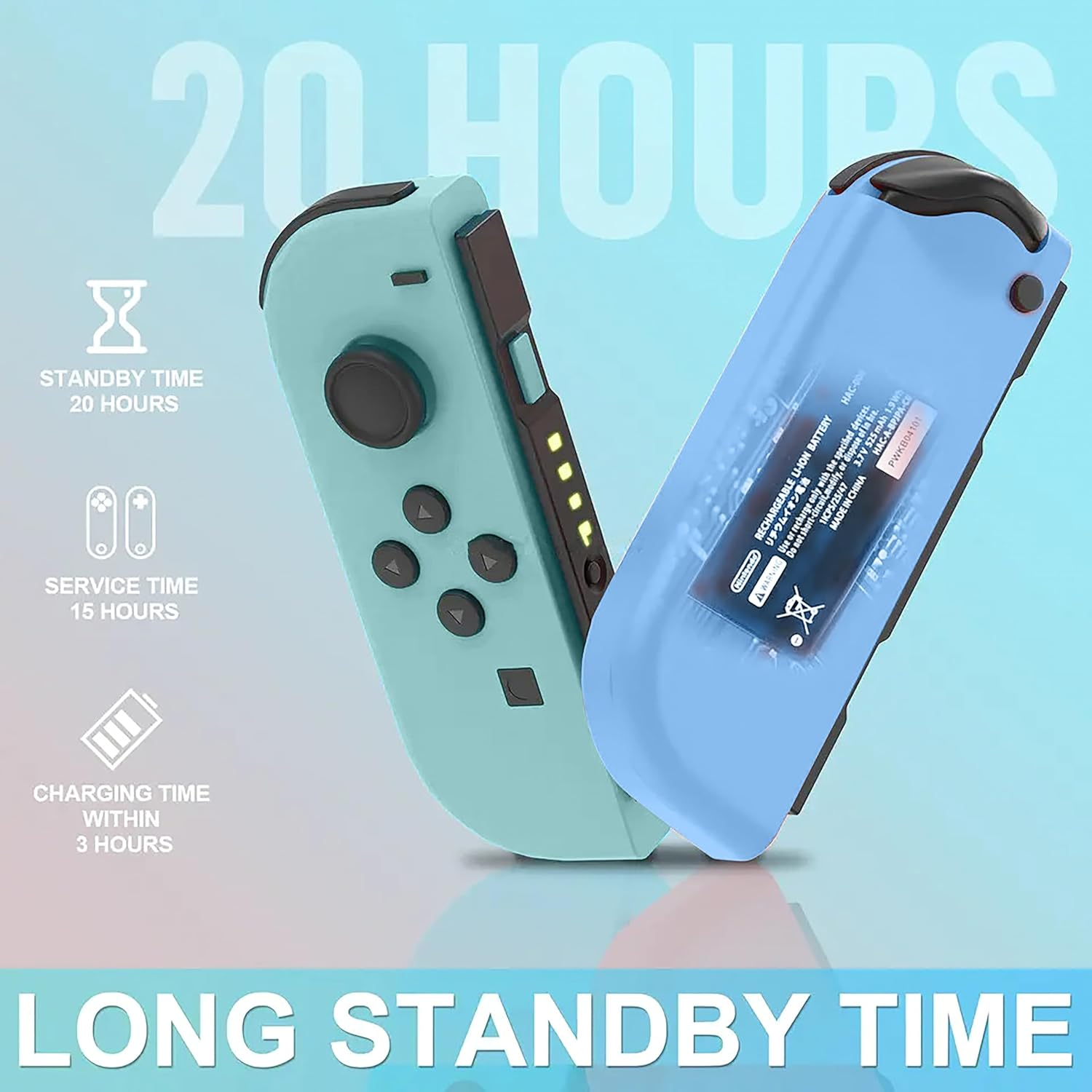 Costec Joy Con Controller for Nintendo Switch Replacement for Nintendo Switch Controller, Compatible with Switch, Wireless Left and Right Joy Con for Switch Nintendo Support Dual Vibration/Wake-Up/Screenshot, Joy Con Controller for Switch OLED Lite [Pastel Green/Pastel Blue] image number 4