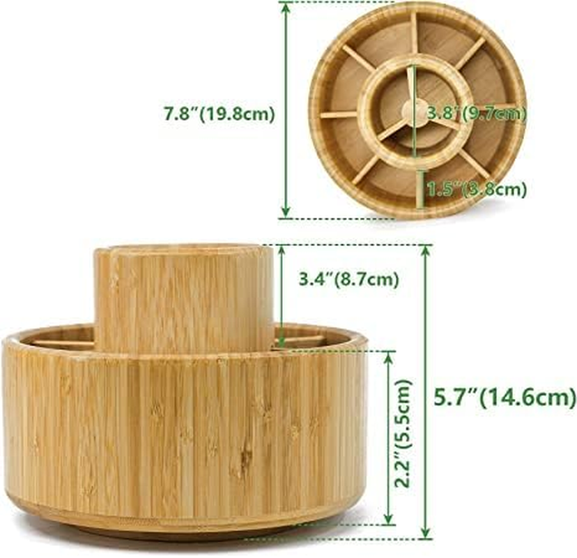 Vaefae Bamboo Pen Holder Organizer, round Rotating Art Supply Organizer, Hold 420 Pencils, Desktop Storage for Marker Pens, Colored Pencil, Art Brushes, Etc. image number 1