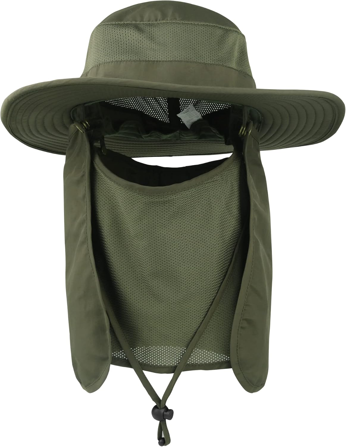 ASY Outdoor Sun Hat UPF 50 Protection Boonie Waterproof Fishing Cap for Men & Women Face Cover Summer Removable Mesh Neck Face Flap Hat - Army Green image number 5