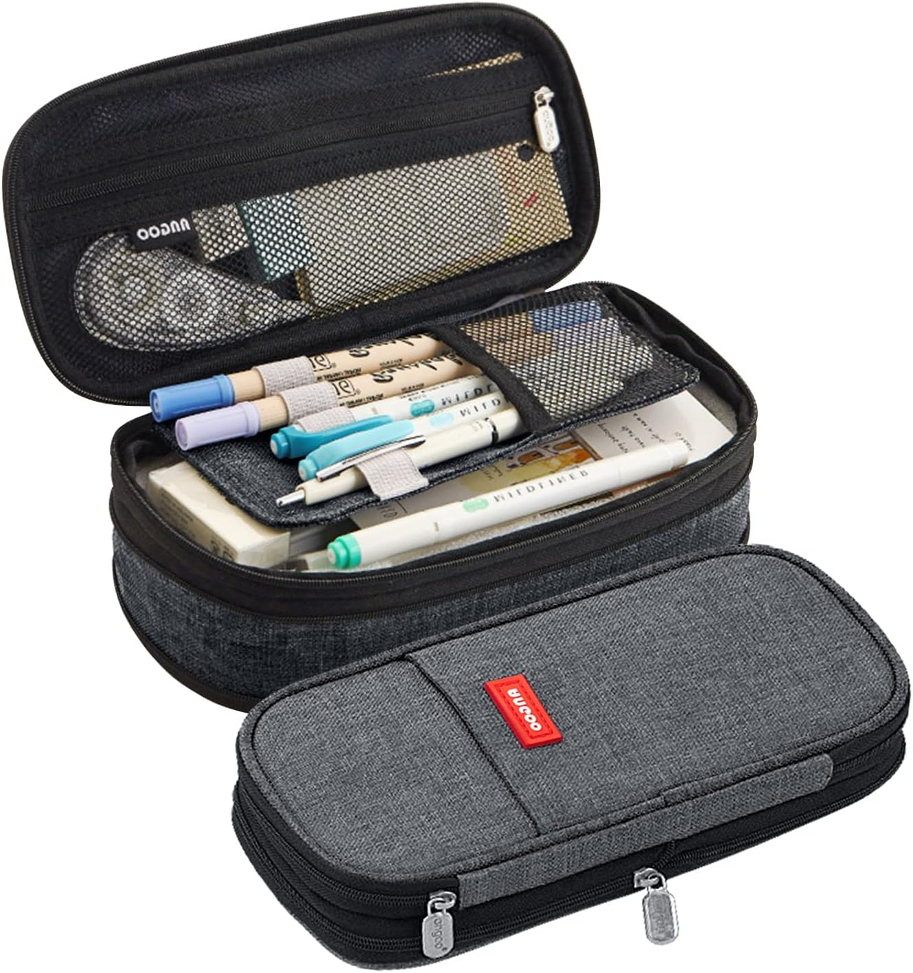 LHMTQVK Large Capacity Pencil Case Pencil Pouch Handheld Pen Bag, School Pencil Case for Teen Girl Boy Men Women Adult Christmas Gifts, Light Blue-Beige, Portable (01)