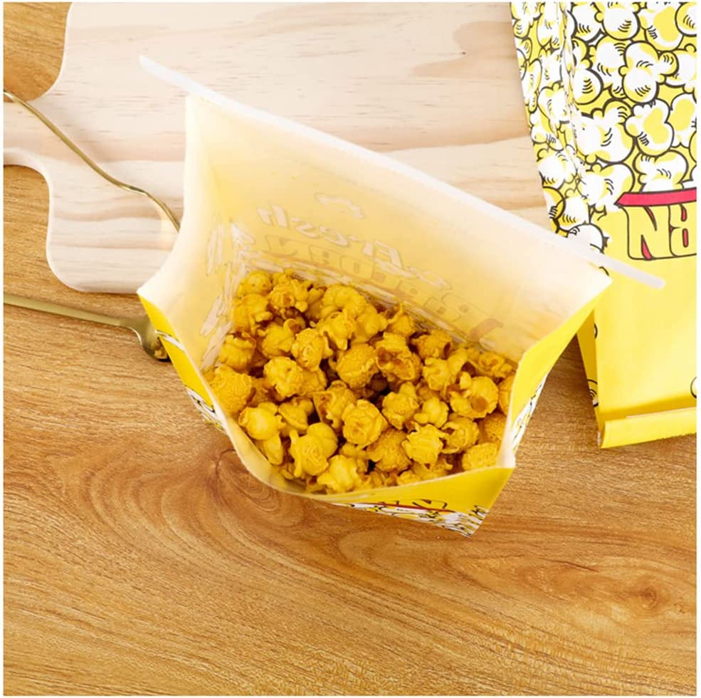 Popcorn Bags, 50 Pack Leak and Tear Resistant Yellow Paper Popcorn Bags with Tin Tie Lock Closure for Party, Popcorn Containers for Movie Night (SIZE (23 * 15 * 7CM)) image number 3
