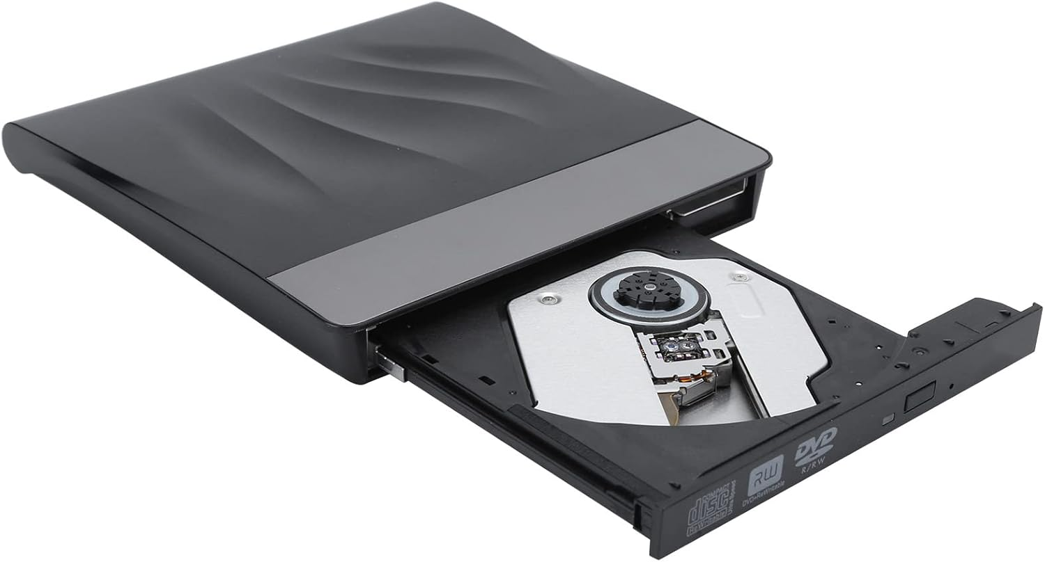 USB 3.0 External Optical Drive with Dual-Port Type-C, Portable CD DVD +/-RW Burner Writer Recorder, Compatible for 98 XP Vista OS, External DVD Drive for Laptop Desktop