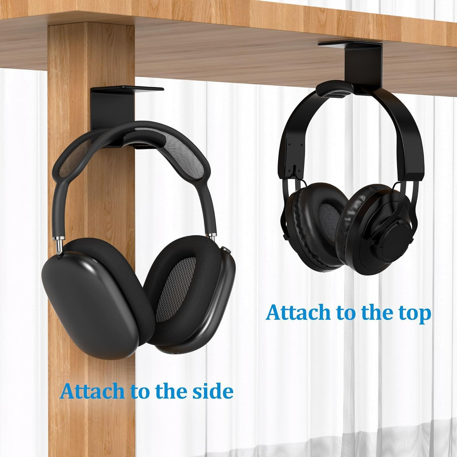 3Pcs Headphone Stand Hanger &ndash; Headset Hanger Hook Desk Mount with Strong Adhesive, Space-Saving, under Desk Headset Wall Mount Holder for Most Headphone, Cables image number 4