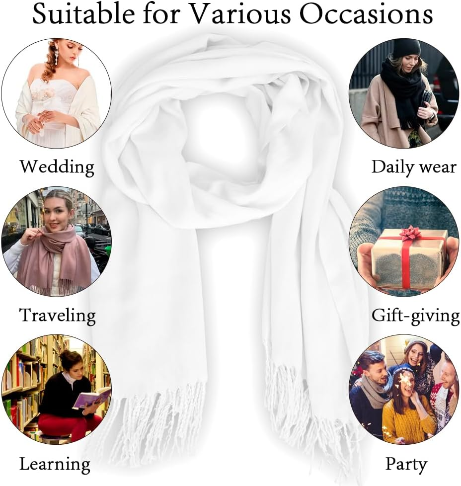 Xiuglimpse Pashmina Shawl Wraps for Women,Pashmina Shawls and Wraps for Evening Dresses,Warm Winter Scarf image number 4