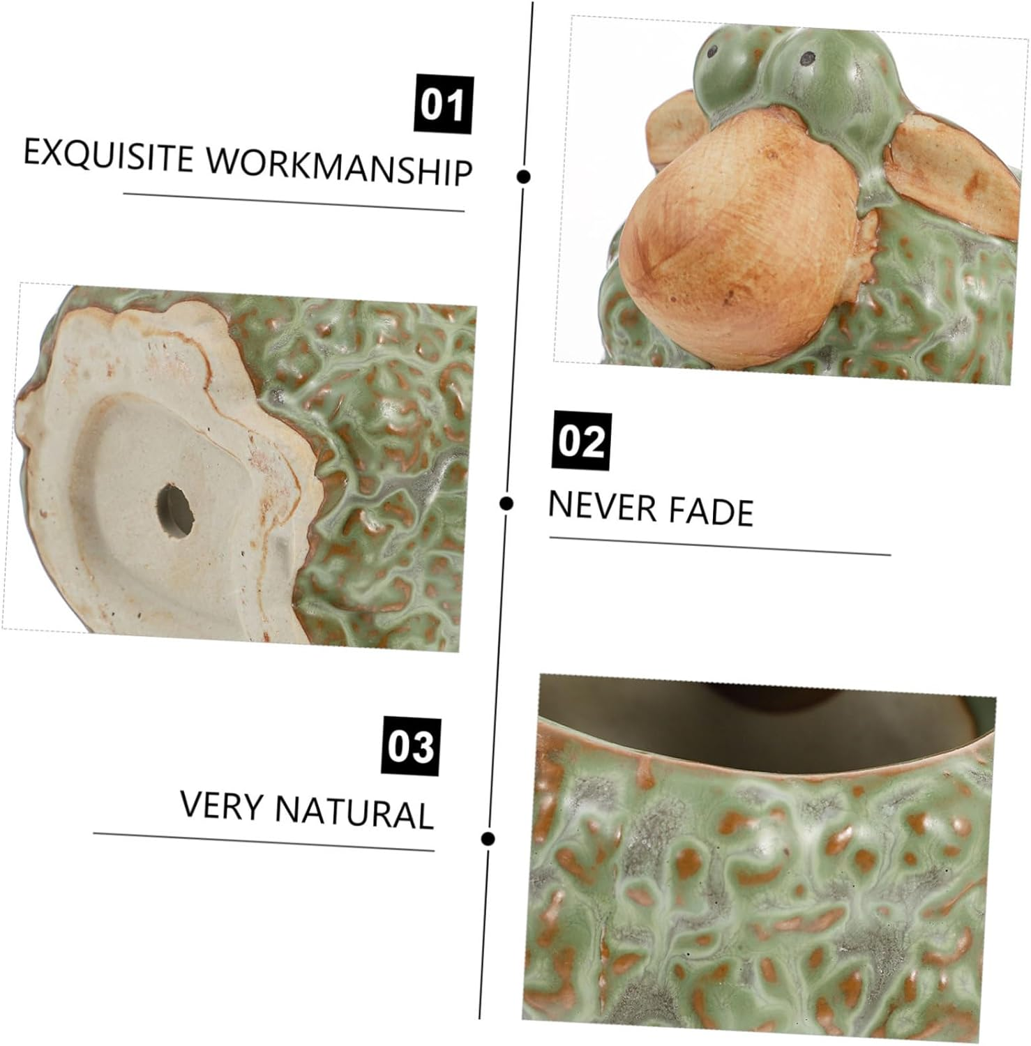 Yardwe 2Pcs Ceramic Sheep Gardening Pot Hand-Glazed Flowerpot for Artificial Plants Novelty Planter image number 2