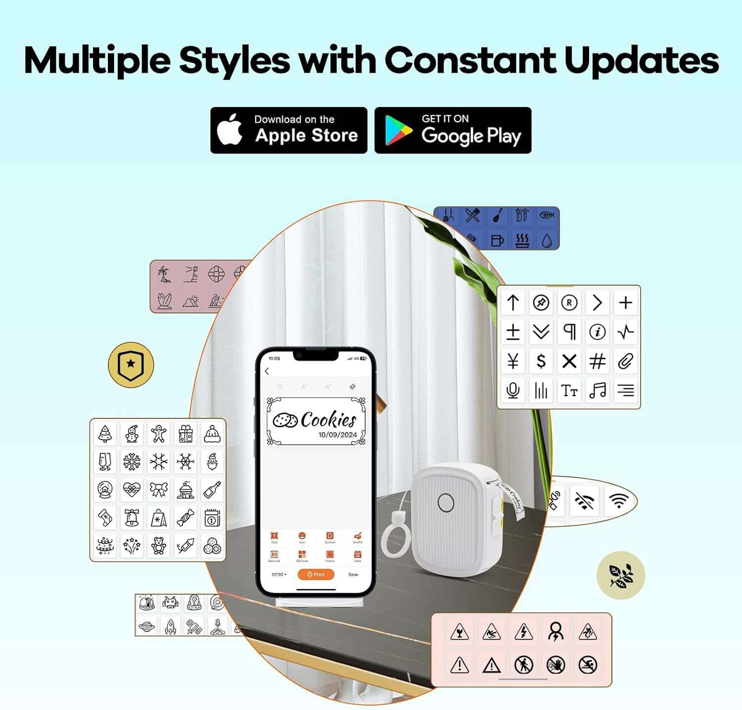 Portable Label Printer with 210 Pcs Tape Waterproof Labels Mini Inkless Sticker Maker for Kids School Supplies or Classroom Teachers image number 5