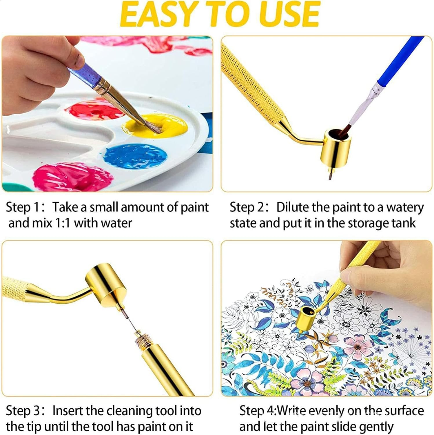 Fluid Writer Pen, Aluminium Detailing Pen, Precision Paint Pen, Touch-Up Fluid Pen, Detailing Fluid Writer, Precision Touch up Paint Refillable Detailing Fluid Pen for Metal Scratches, Water Cup