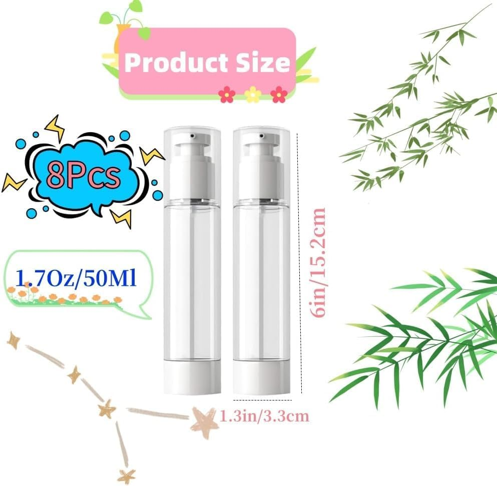 Clear Airless Lotion Pump Bottle Empty Cream Vacuum Lotion Bottle,8Pcs Empty Airless Pump Bottle Lotion Pump Bottle Vacuum Cosmetic Bottler Vacuum Press Lotion Pump Bottle,Airless Lotion Pump Bottle image number 6
