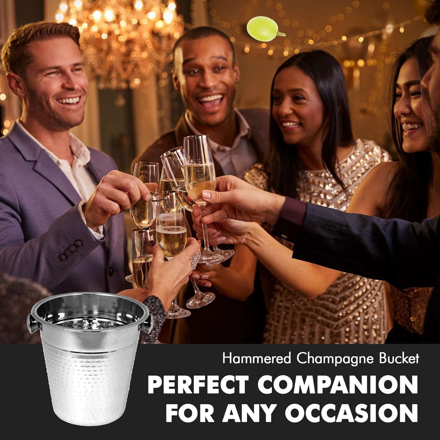 Chef Craft Hammered Champagne Bucket, 4 Quart, Stainless Steel image number 6