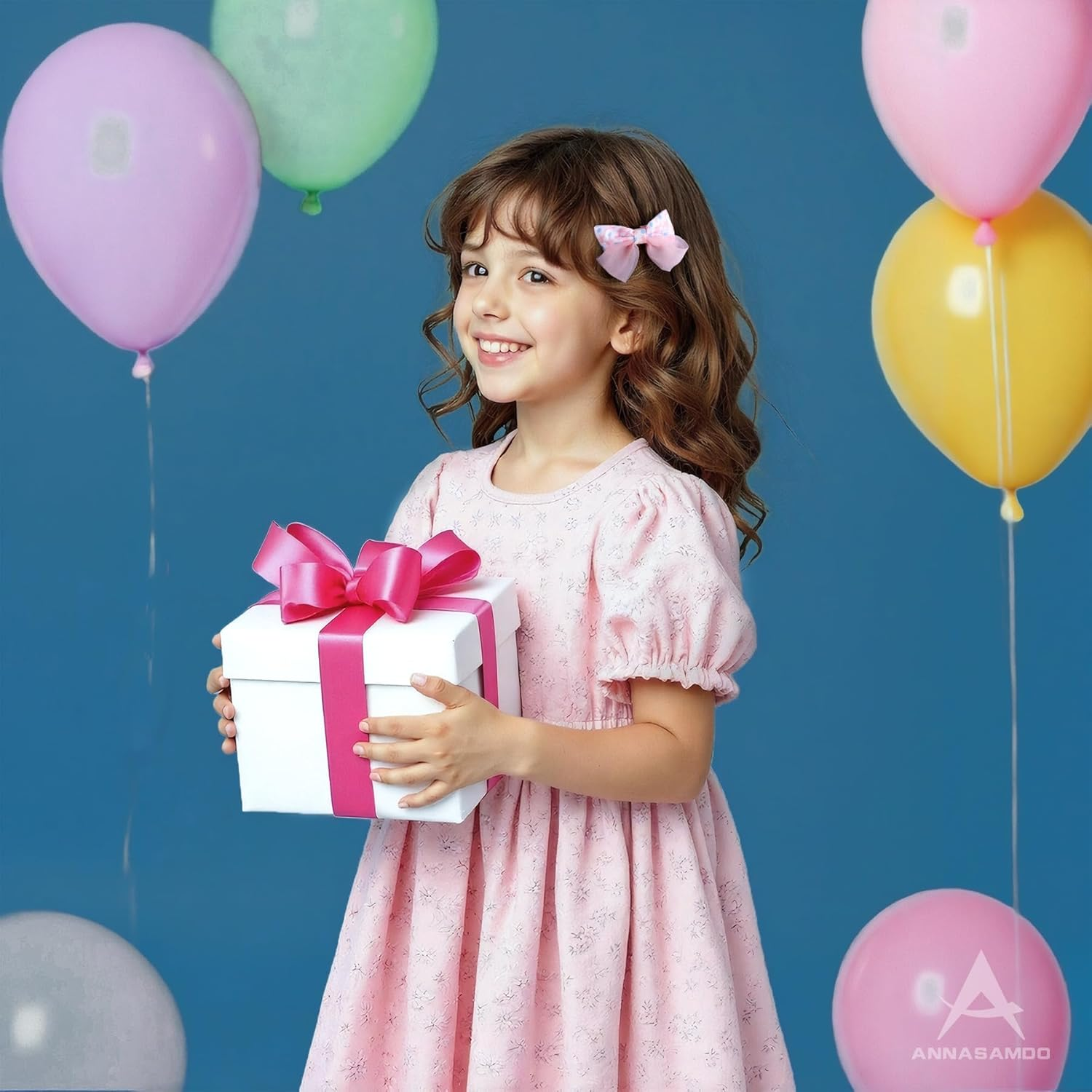 ANNASAMDO Pack of 20 Cute Bow Hair Clips for Girls - Economy Pack with Pink Flowers, Beads & Colourful Hair Accessories image number 3