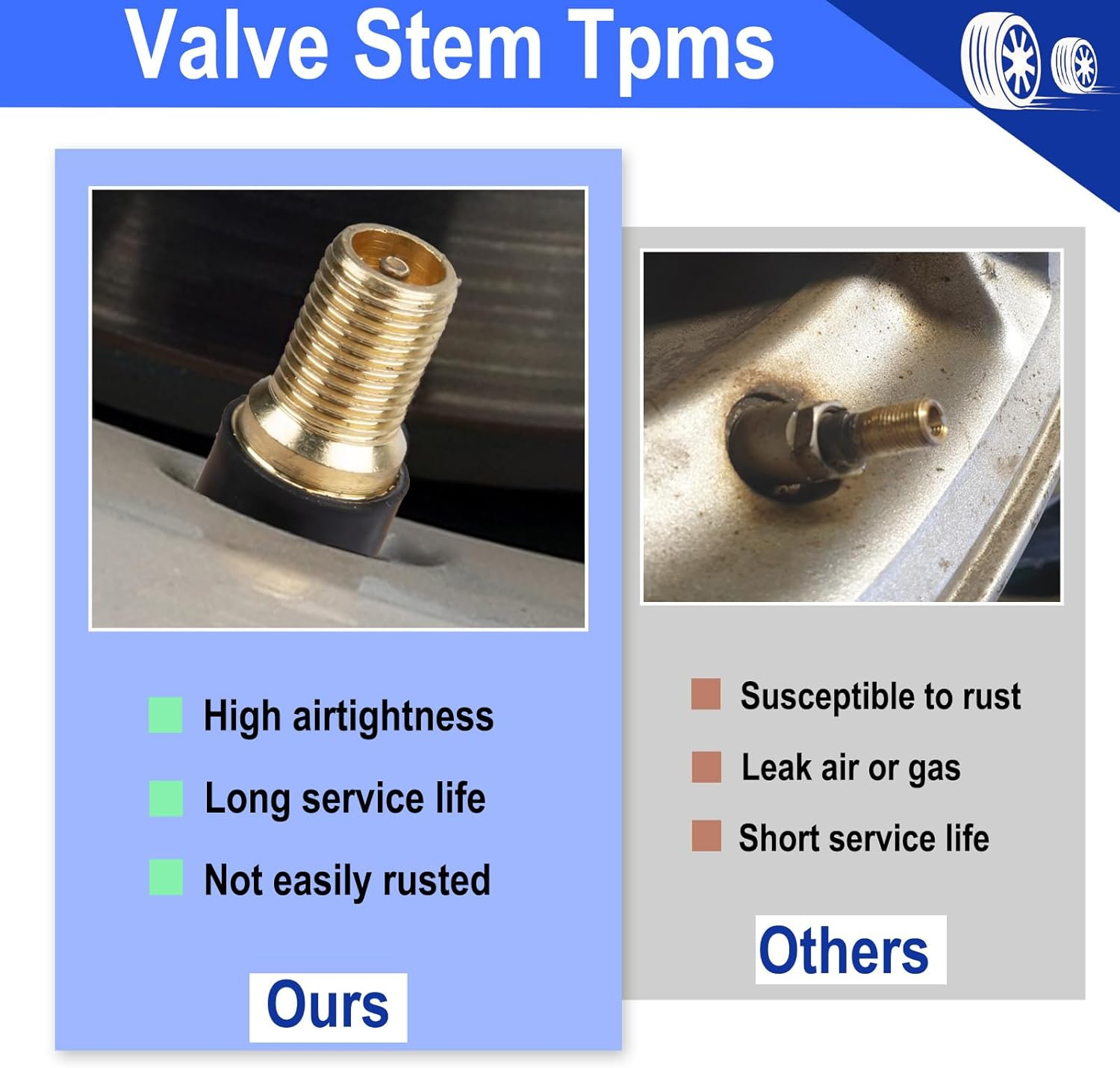 5 PCS TPMS 20008 Tire Valve Stem, Snap-In Rubber Tubeless Tire Pressure Sensor Valve Stem, TPMS Valve Stem Replacement, Compatible with Enclave Escalade Avalanche Sierra