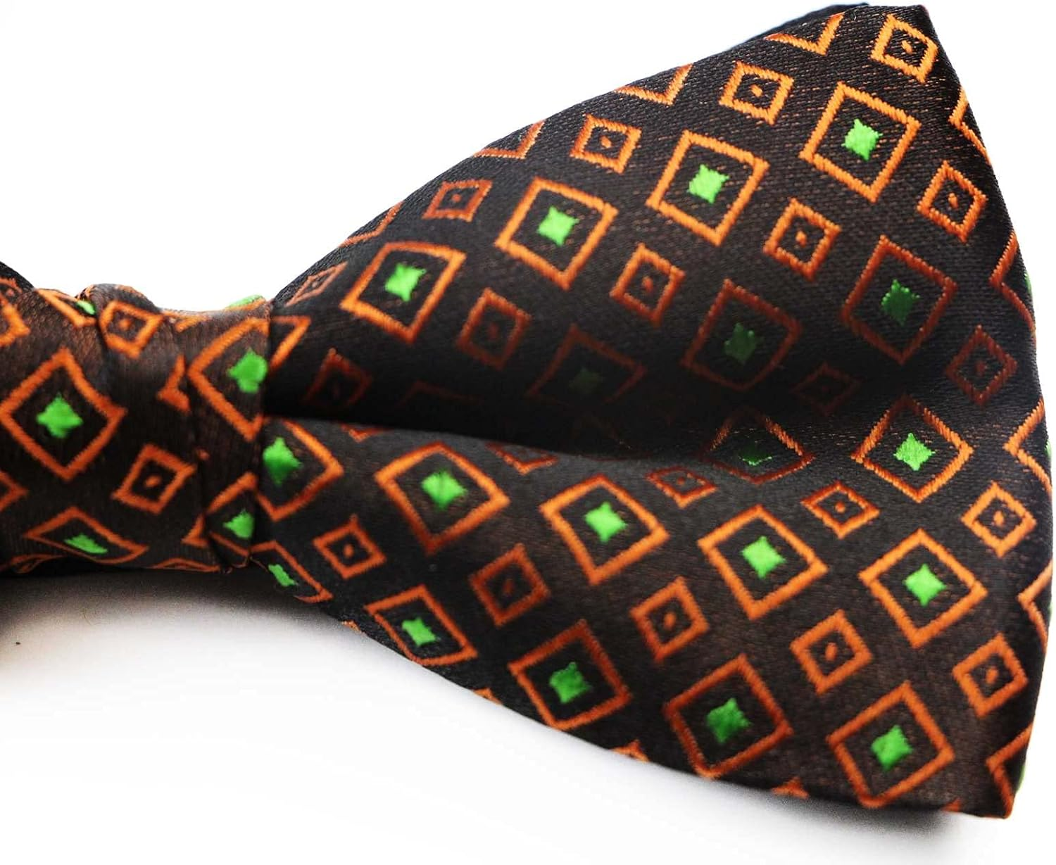 Mens Brown, Orange & Green Patterned Bow Tie Brown, Orange, Green image number 3