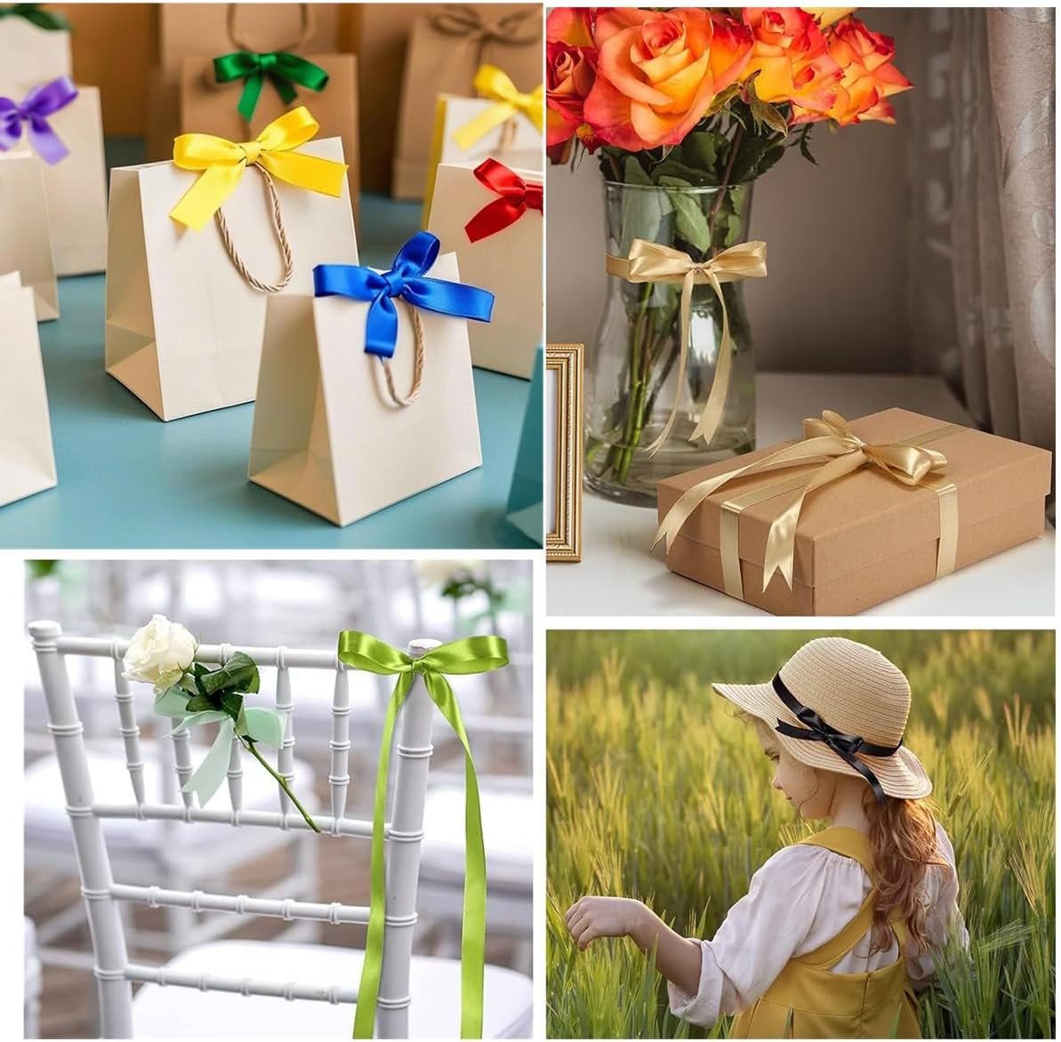 YKHNIS Rainbow Ribbon Solid Color Assortment 10 Colors 1Cm X 4.58M (2/5 Inch &times; 5 Yds) Double Face Satin Ribbon for Gift Wrapping Happy Birthday Party Decorations image number 5