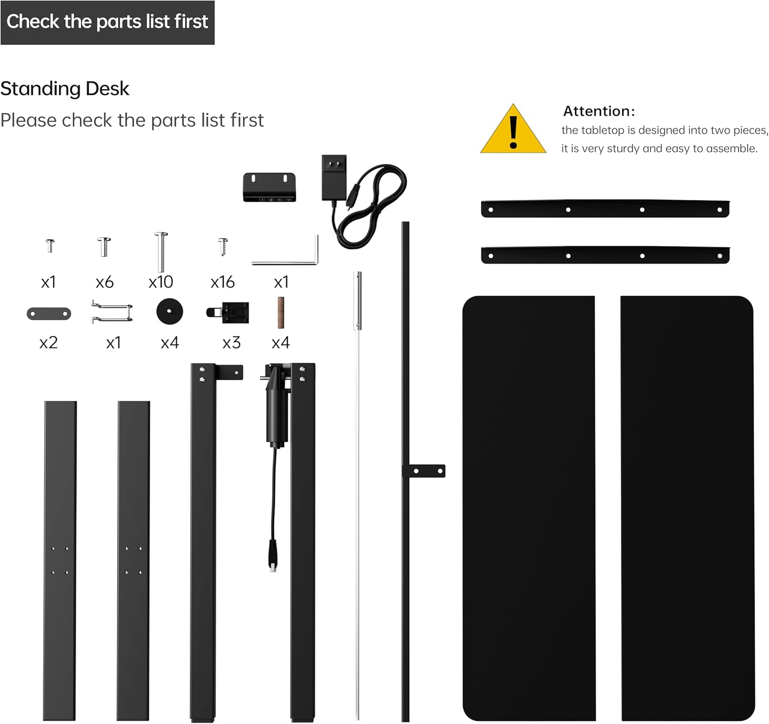 Longke Electric Standing Desk Adjustable Height, Stand up Home Office Desk, Sit Stand Desk with Memory Preset (Black, 32 Inches)