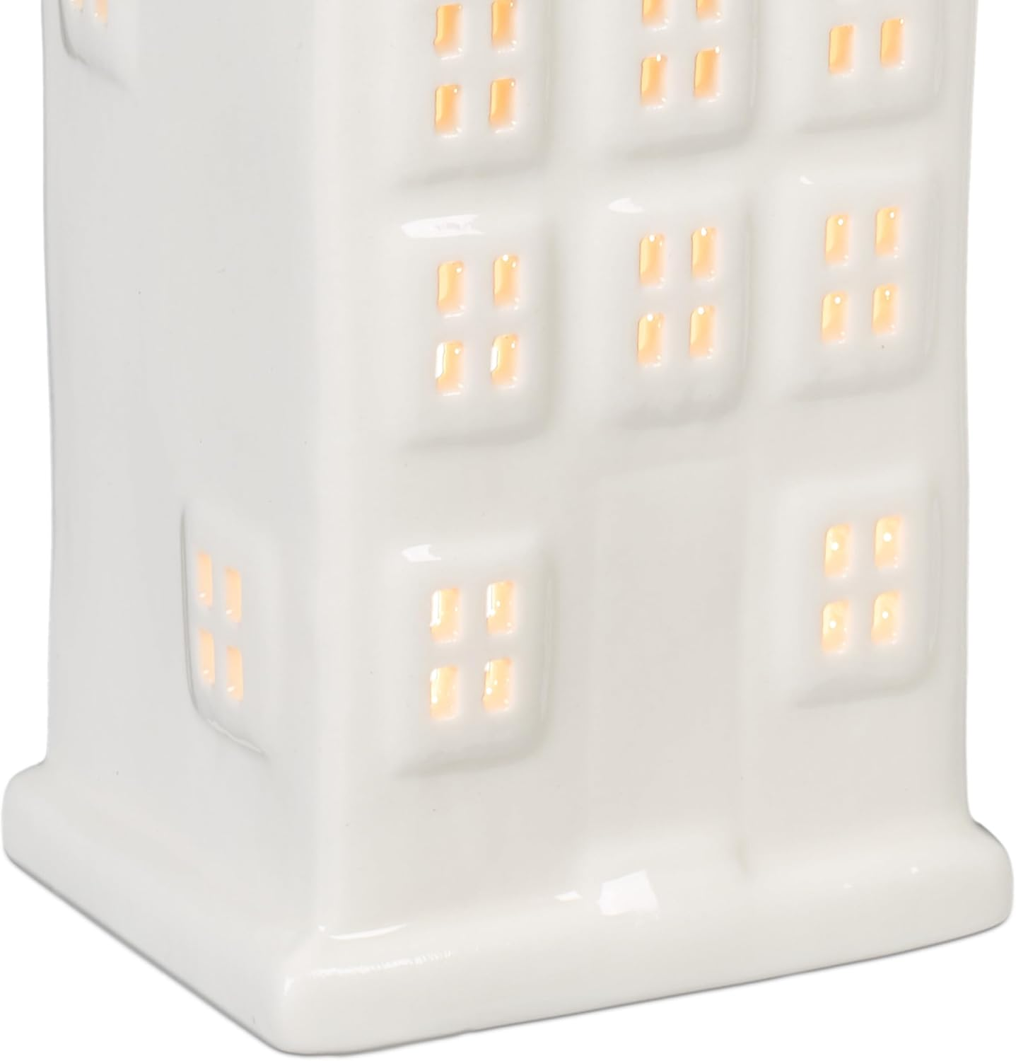 Relaxdays Ceramic Tea Light House, Light House for 1 Tea Light, H X W X D: 14.5 X 7 X 6 Cm, Tea Light Holder House, White image number 6