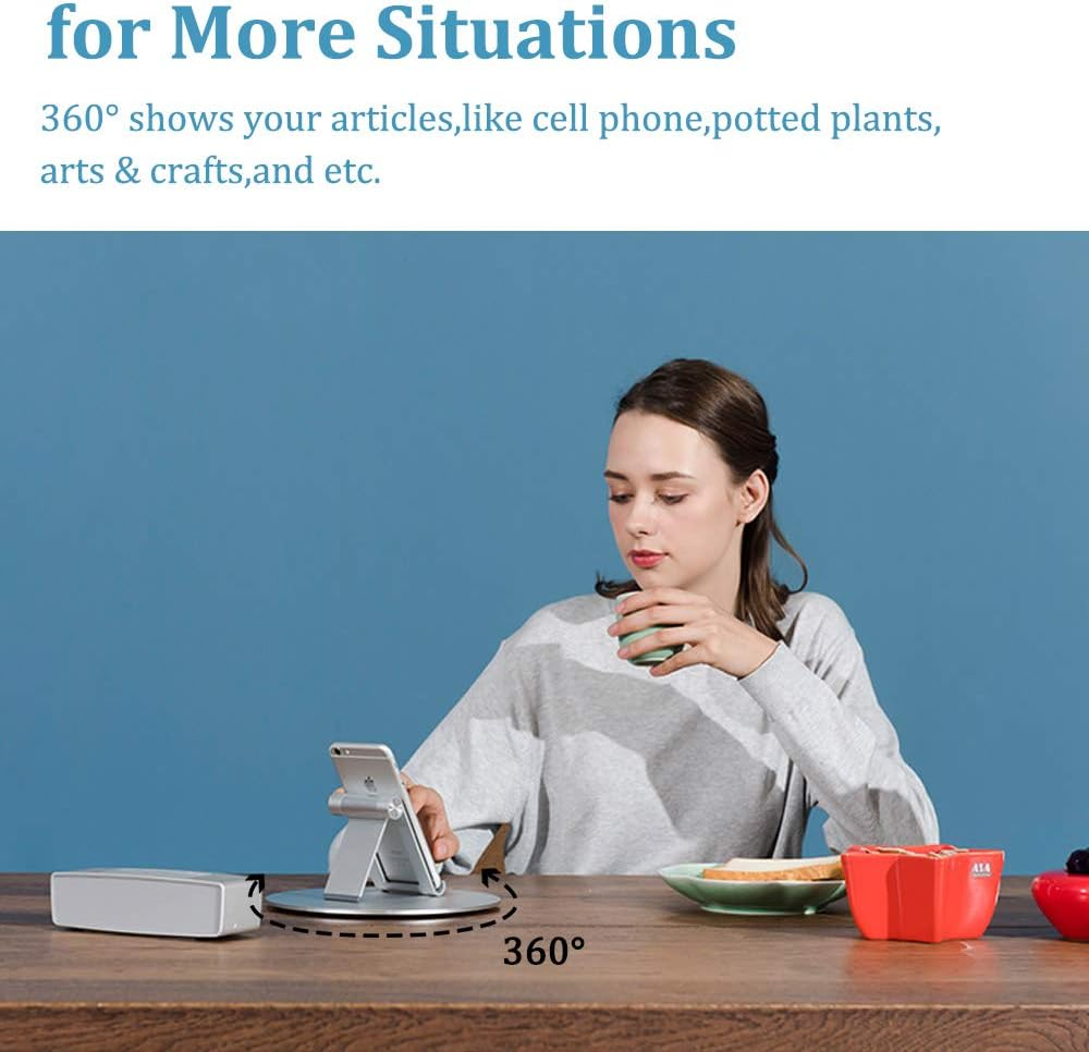 ONGHSD Silver Aluminum Alloy 360&deg; Rotation Monitor Swivel Base, Wide Compatibility, Stable Design, for Imac, Laptop, TV, and More image number 6