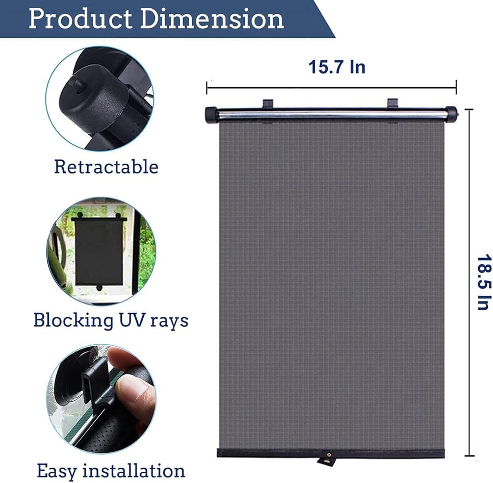 2 Pack Car Sun Shade for Side Windows, Retractable Window Shades for Baby, Effectively Blocks UV Rays and Harsh Sunlight, Perfect for Infant Protection in Cars image number 1