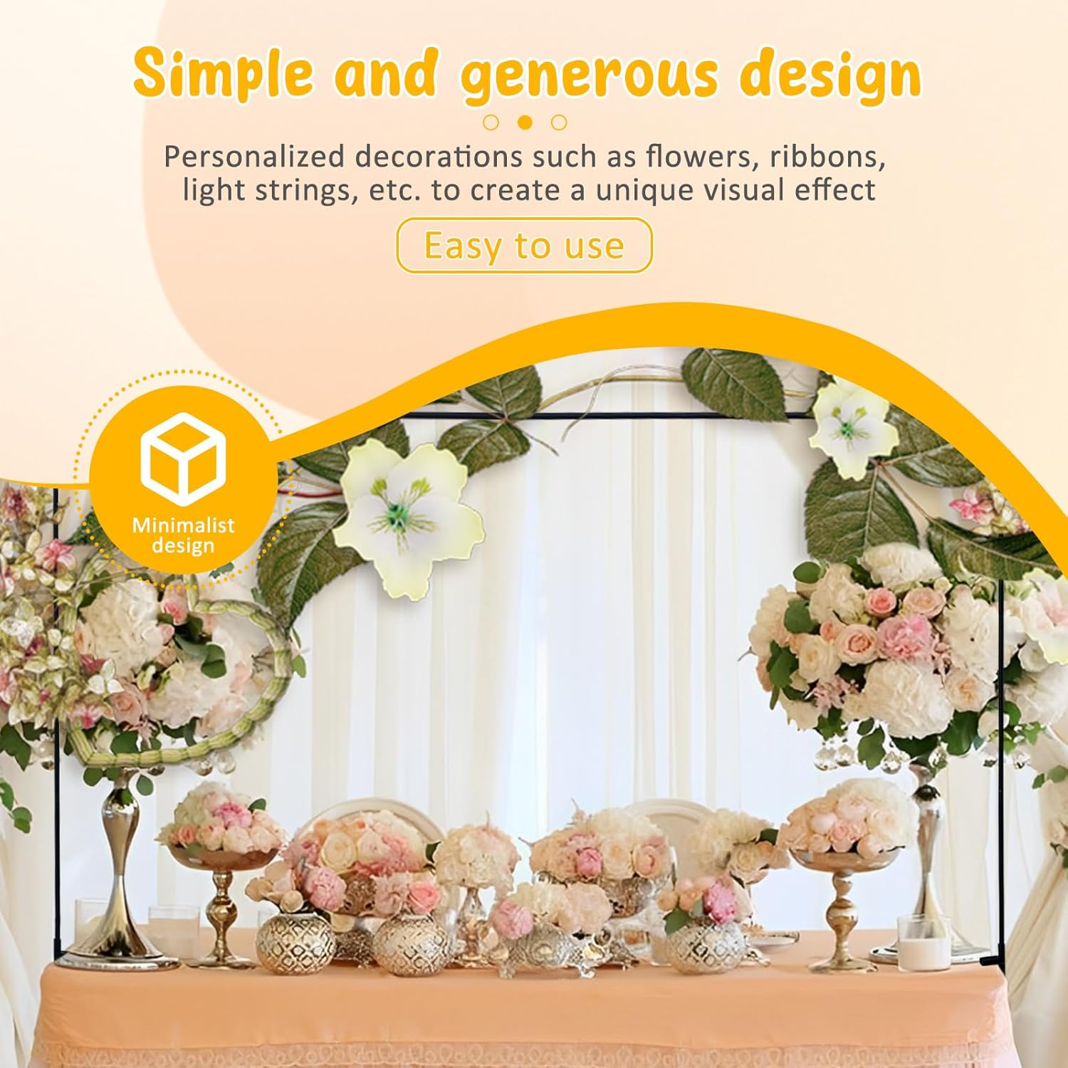 DJAPWPX Adjustable Table Arch, Hanging Metal over the Table Rod Stand, Easy to Install Use Adjustable Table Arch, Hanging Safe Secure over the Table Rod Stand Suitable for Parties image number 1