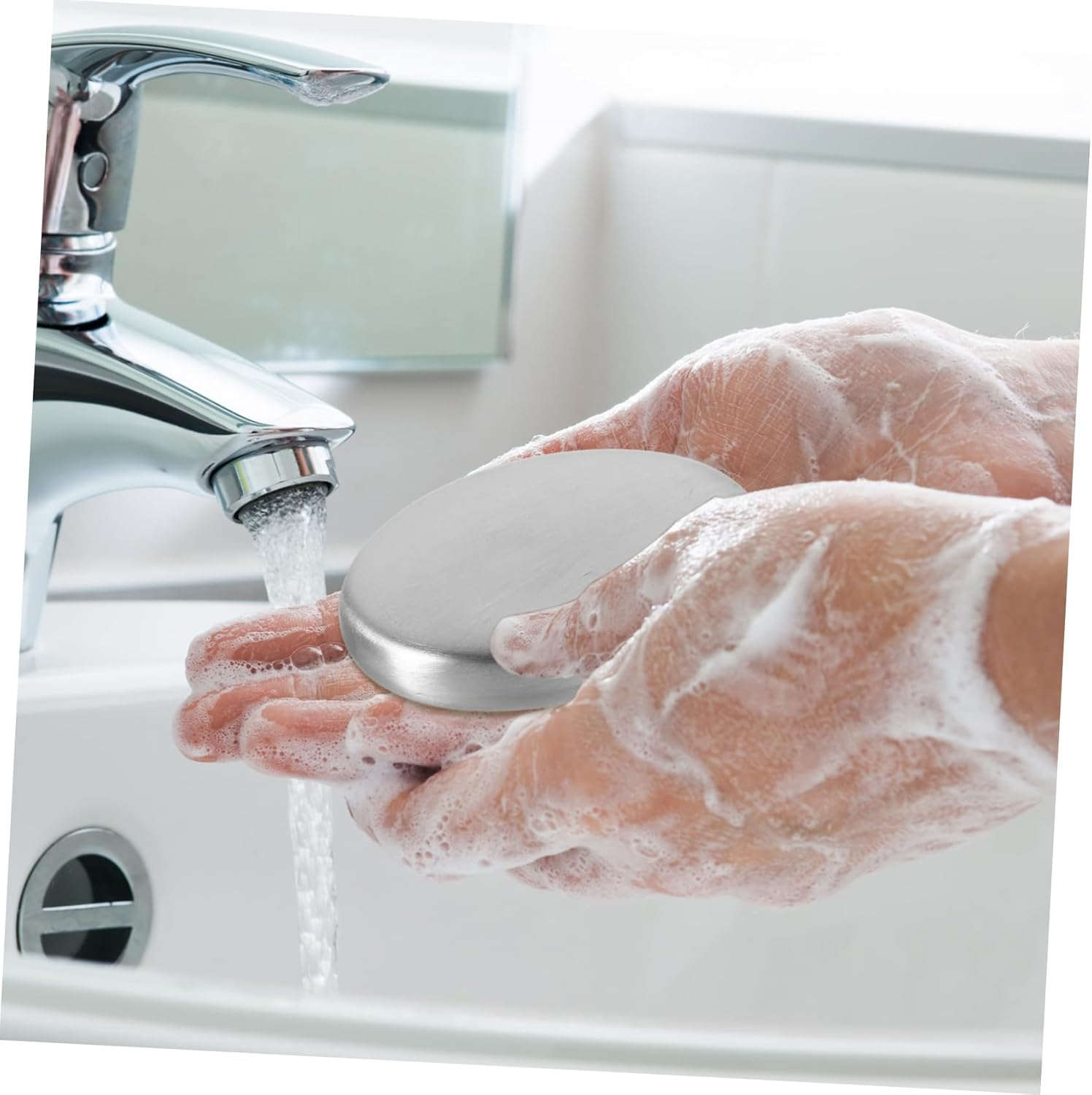 Zerodeko Hand Wash Soap Stainless Steel Odor Eliminating Portable Reusable Safe for Skin Dishwasher Safe Metal Soap Bar image number 1