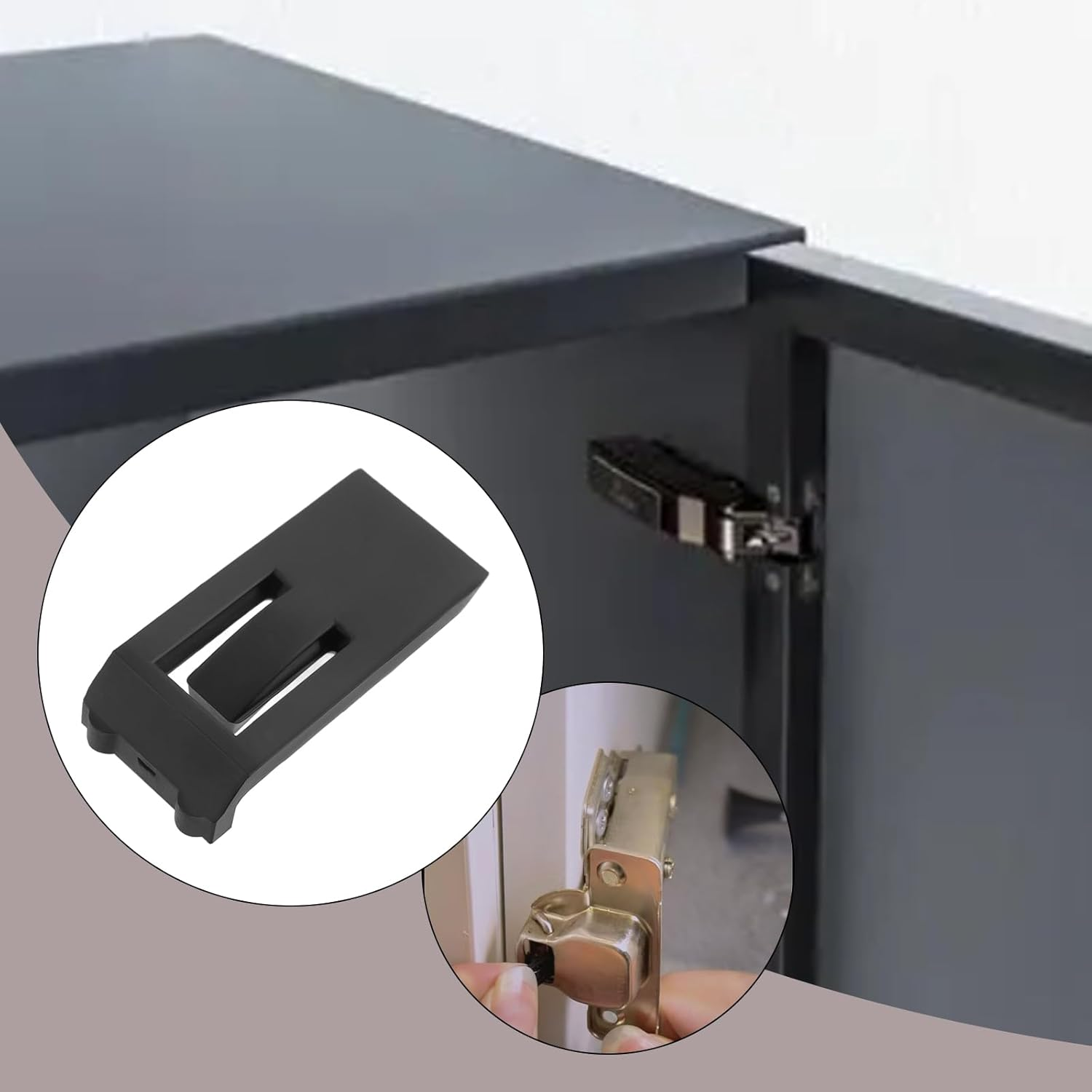 Ecsing 10X Hinge Restrictors Angle Stops Hinge Clip Compatible with Blum 74.1103 for 107 Degree Hinges Black(16.5Mm X 7.4Mm X 1.8Mm) image number 4