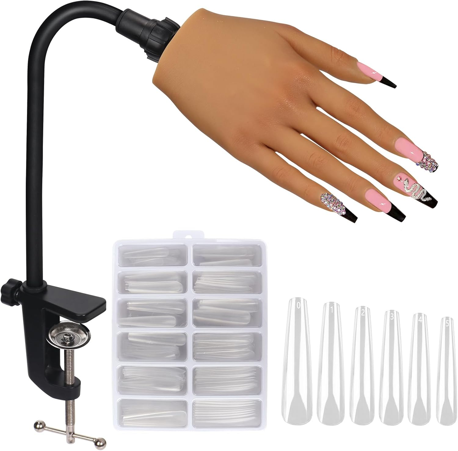 Silicone Practice Hand for Acrylic Nails: Fake Nail Practice Hand - Flexible Nail Training Hand - Nail Hand Practice Model for DIY Nail Art