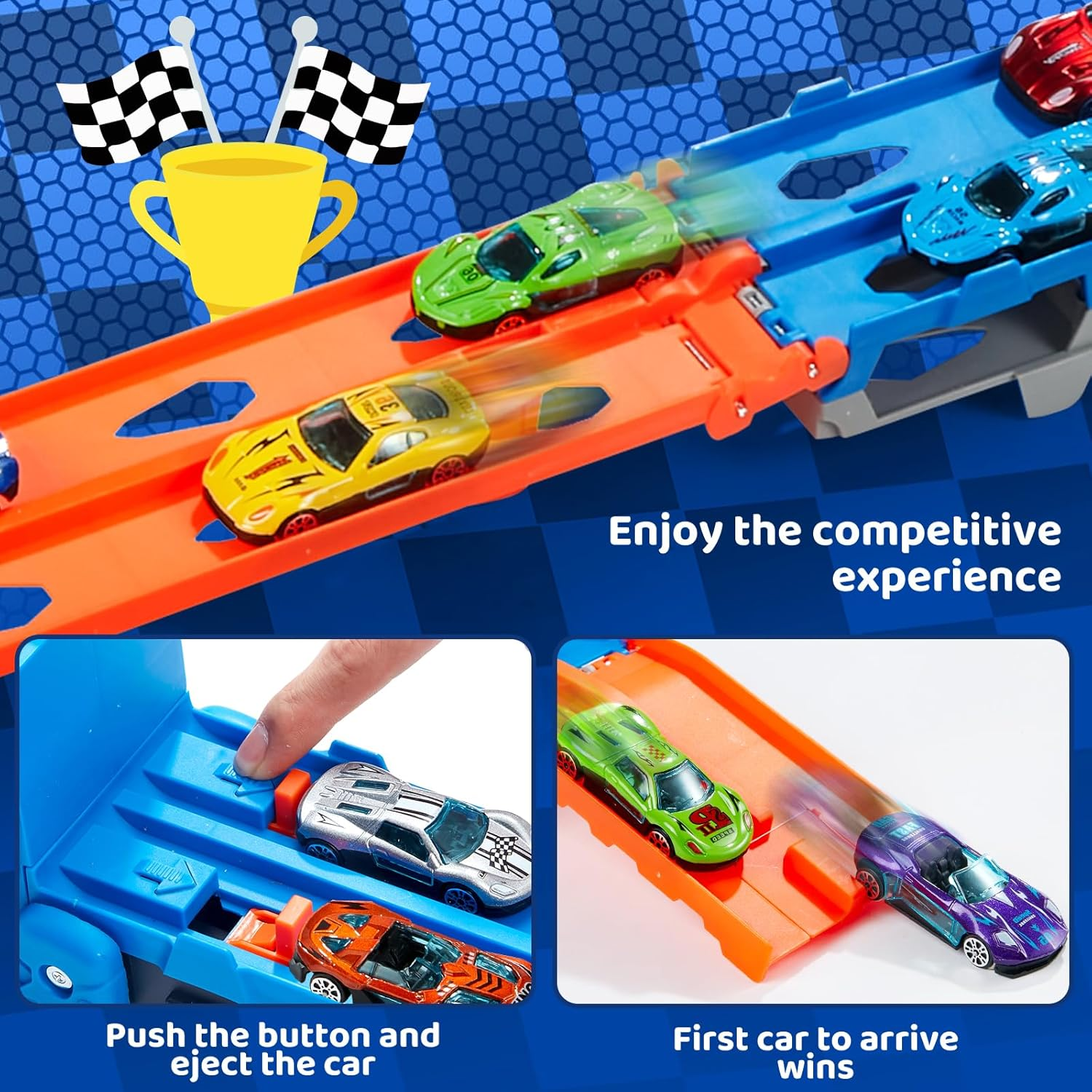 Car Toys for 3 4 5 6 Years Old Boys,Dinosaur Transporter Truck with 5-FT Race and 12 Die-Cast Cars,Toddler Dino Educational Toys for Kids 3-5 6-8 Year Old Boys Girls Birthday Gifts image number 3