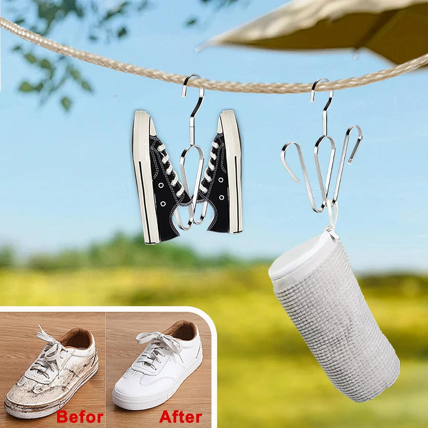 MEILANHUI 2Pcs Shoe Washing Machine Bag, 360&deg; Wrap-Around Cleaning Laundry Shoe Bag for Washer and Dryer Reusable and Durable Zipper Shoe Washing Bag for All Shoe Types and Sizes (Grey)