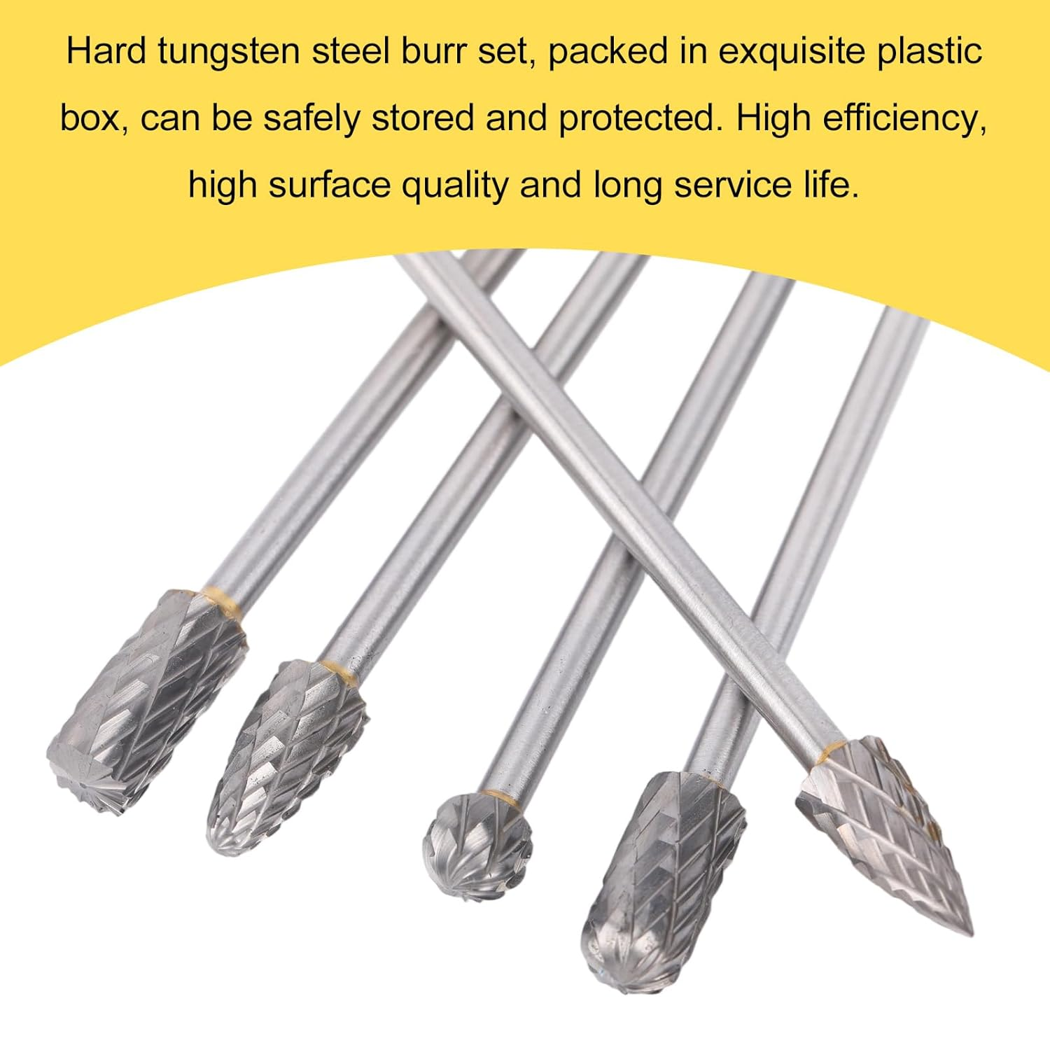 5Pcs Long Carbide Burr Set, Die Grinder Bits Tungsten Steel Carbide Drill Bits Rotary File Attachment for Metal Cutting Grinding Cylinder Head Porting Engine Intake/Exhaust Manifold image number 5