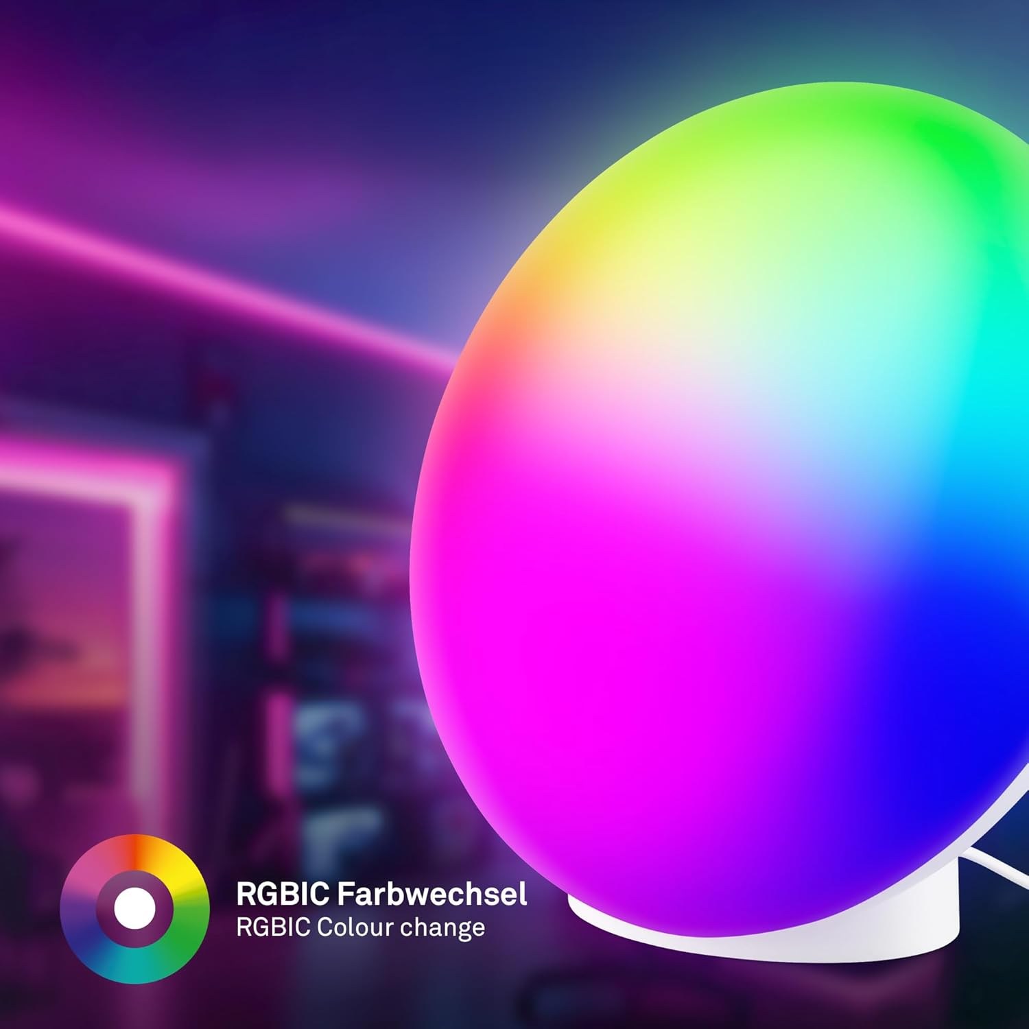 BRILONER - LED Table Lamp with Remote Control, Dimmable, RGBIC, CCT, Music Sensor, Bedside Lamp, Lamp, Desk Lamp, Table Lamp, Gaming Decoration, Party Decoration, 17.5 X 10.6 X 16.4 Cm, White image number 4