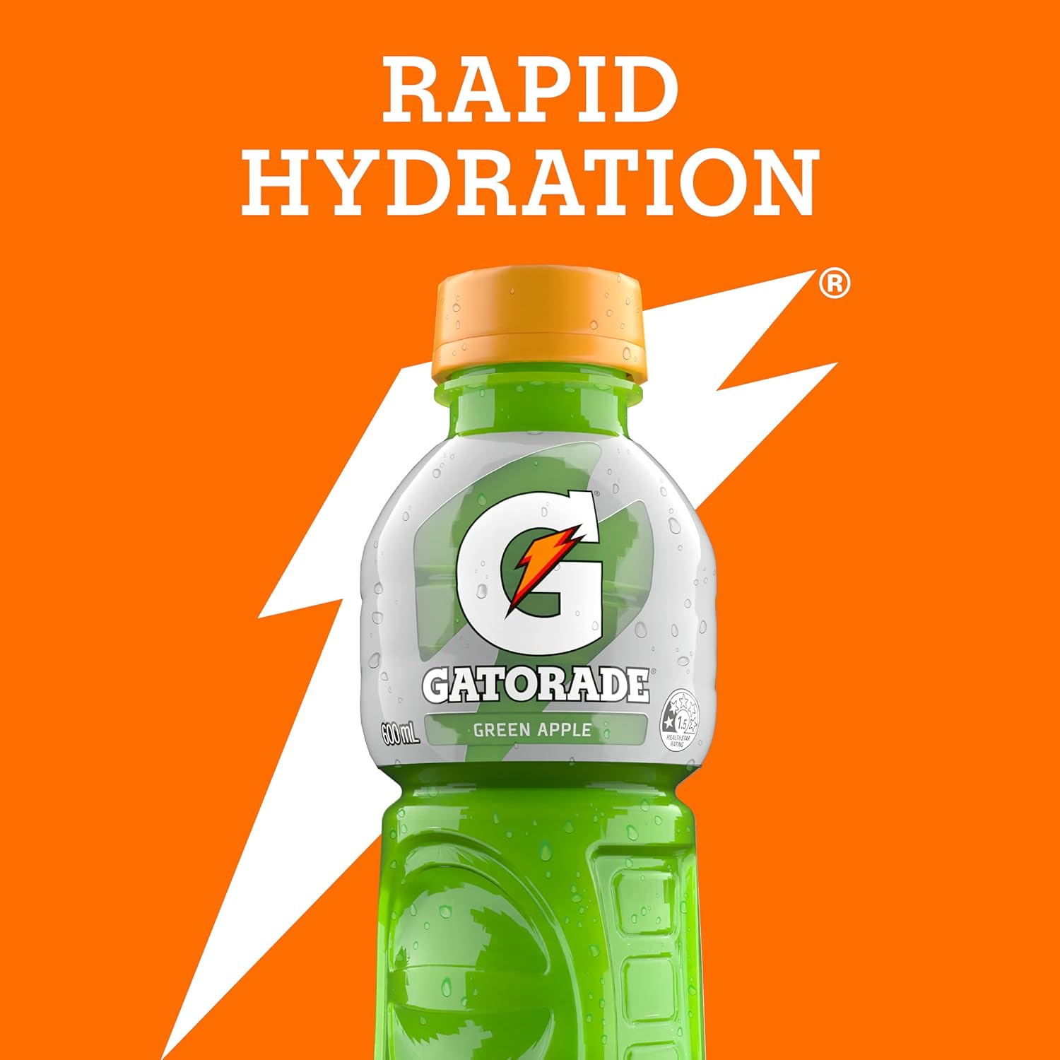 Gatorade Green Apple Flavoured Electrolyte Hydration Sports Drink 600 Ml (Pack of 12) image number 2