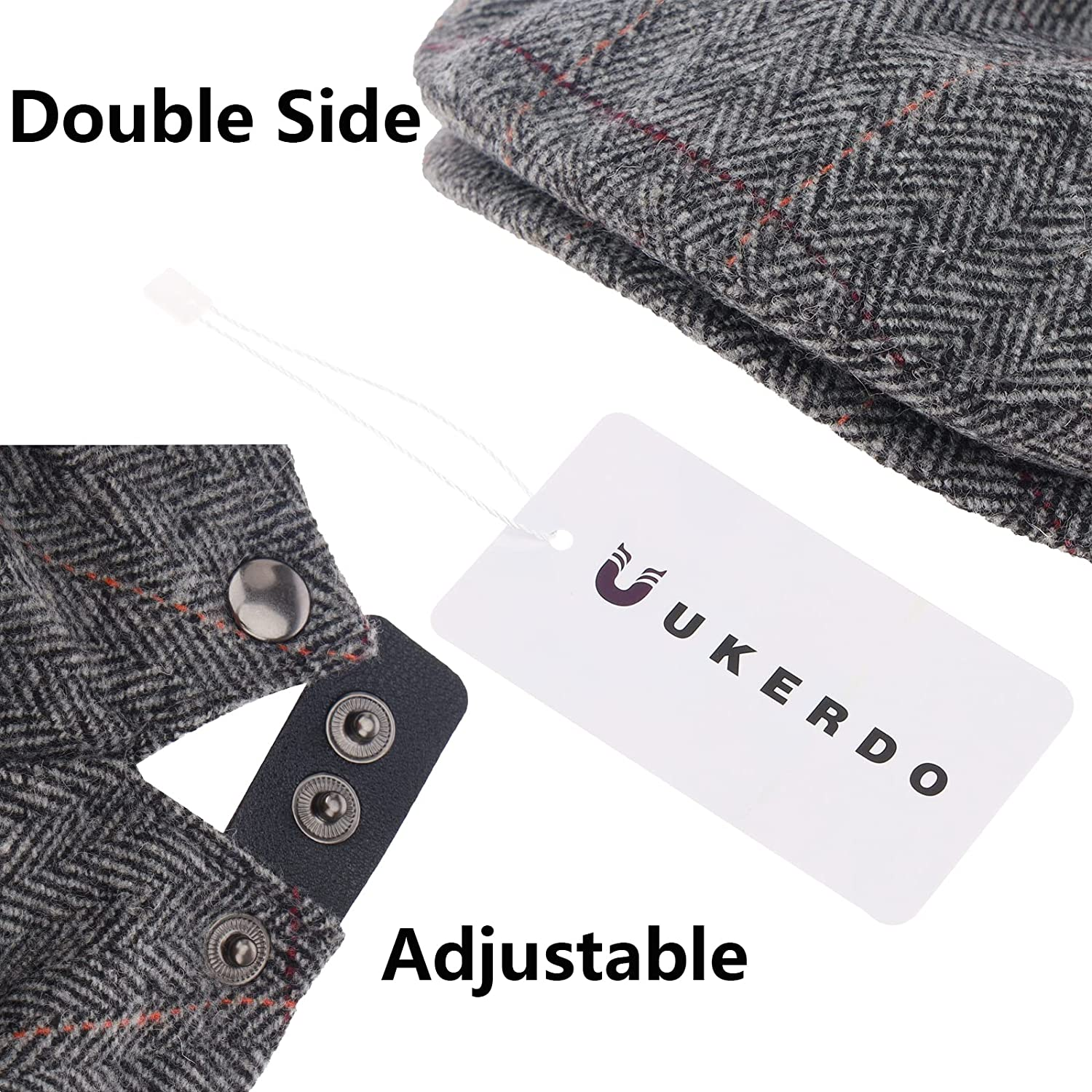 Ukerdo Mens Plaid Flat Berets Hat Newsboy Cabbie Duckbill Caps Fedora Adjustable Vintage Hiking Cycling Drivers Winter Warm Accessories for Birthday Gifts - C image number 4