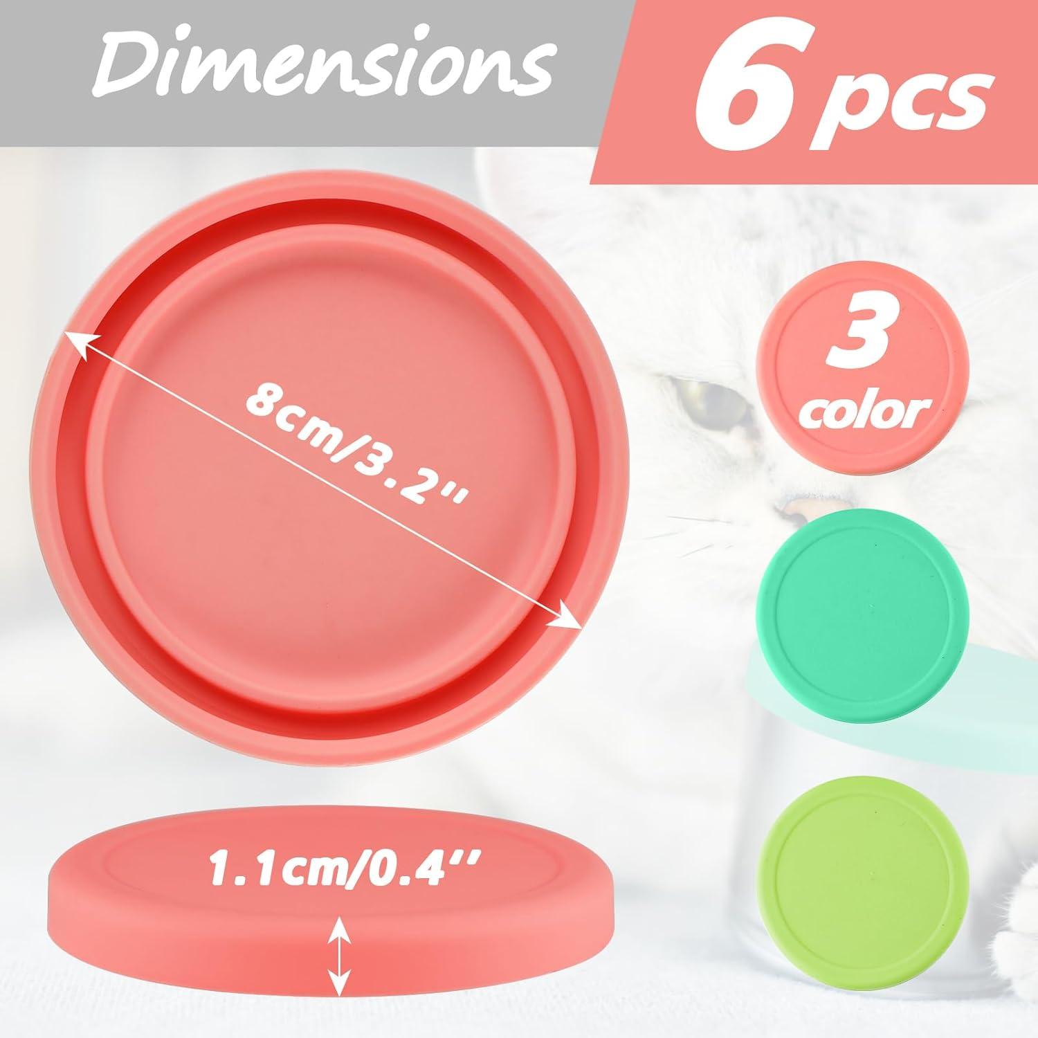 Webake Can Lid Silicone Cat Food Lid Pet Food Can Lid Silicone Lid for Cans image number 3