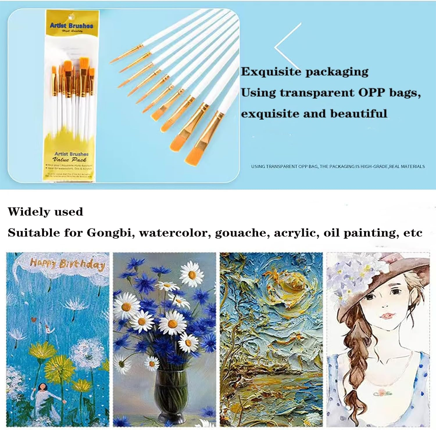Paint Brush Set Plastic Art Painting Watercolor Painting Brush Oil Painting Brush (Blue) image number 5