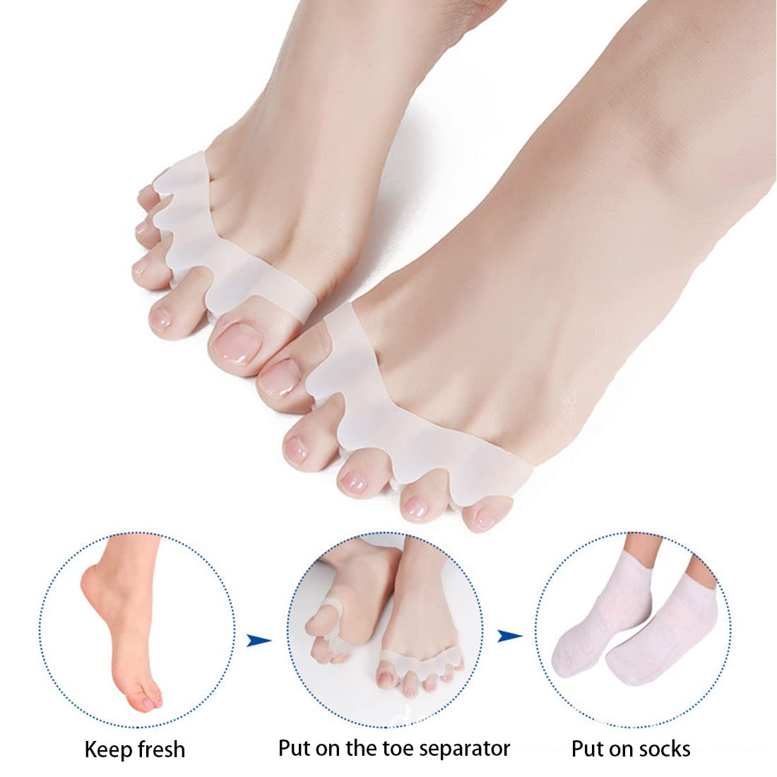 Toe Separator,6 PCS Toe Spacers for Men & Women,Correcting Bunions and Restoring Toes to Their Original Shape(Blue/Pink/White) image number 3