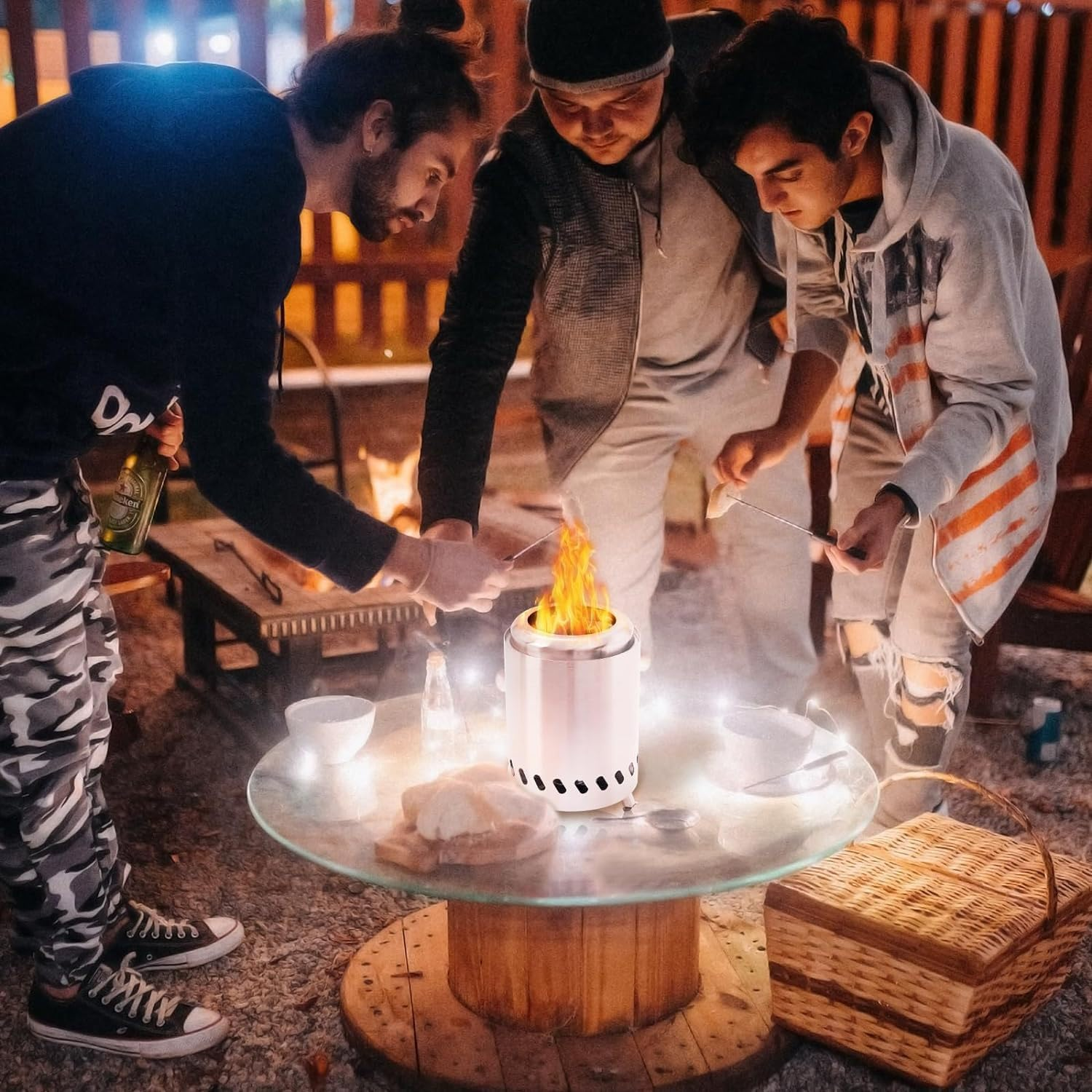 Camping Stove Portable Smoke-Free Barbecue Stove, Mini Courtyard Firewood Stove, Outdoor Camping Stove (Stainless Steel, 5.5 Inch) image number 6