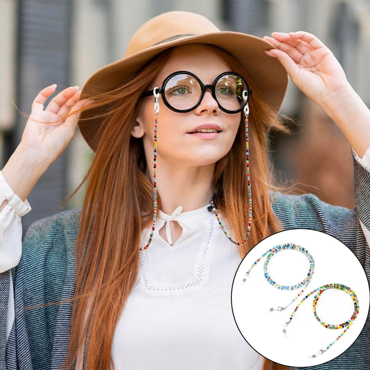 WELANE Beaded Eyeglass Chains, 2 PCS Colorful Acrylic Glasses Lanyard Strap for Girls, Women (72Cm/28.3In) image number 5
