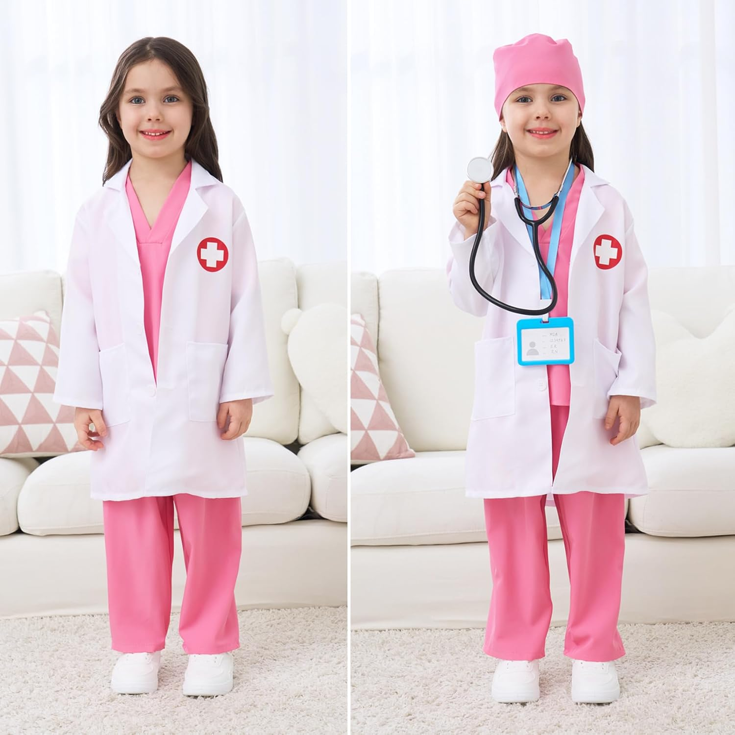 FOVIORZ Doctor Costume for Kids Scrubs Doctor Dress up for Halloween Career Day Role Play image number 3
