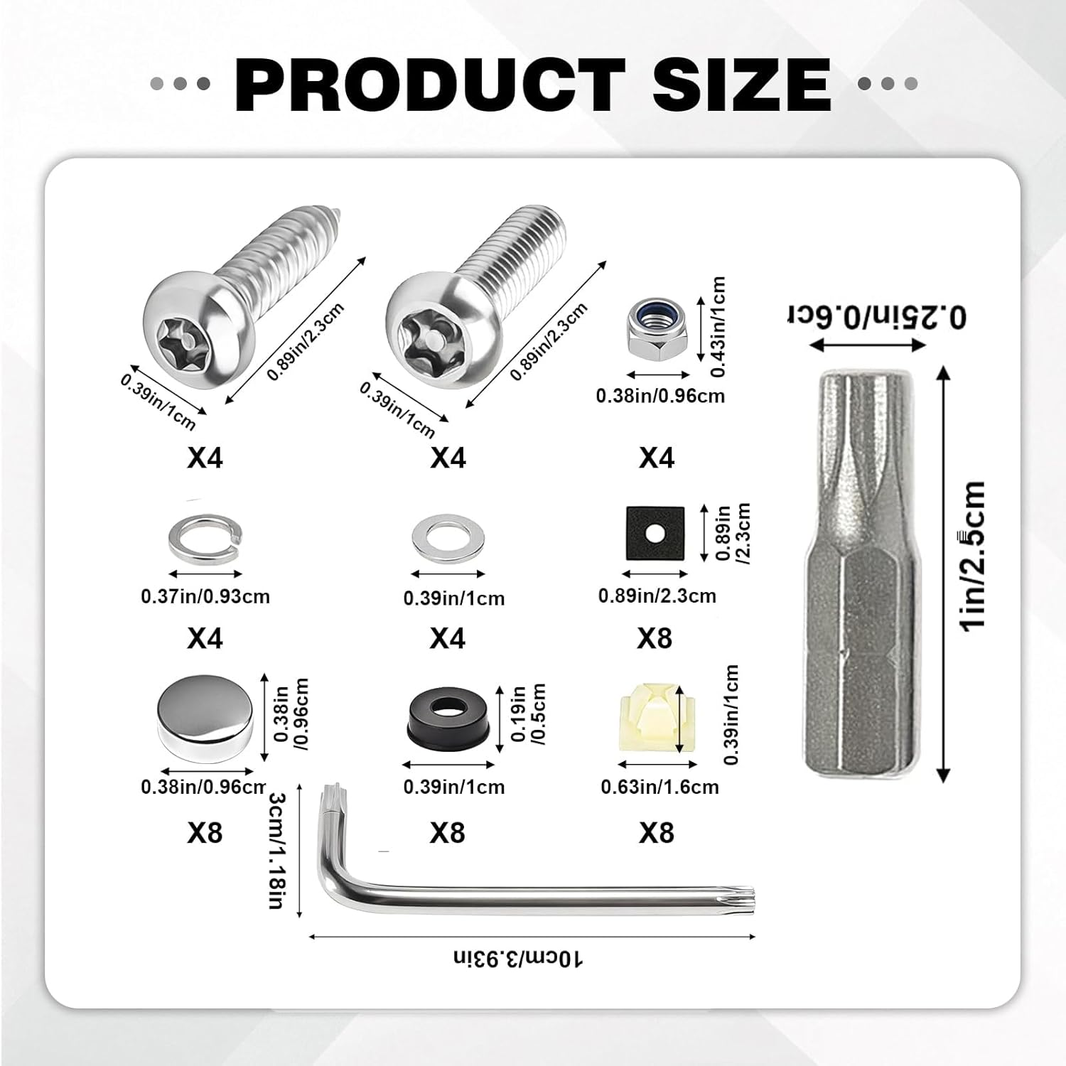 Anti Theft License Plate Screws with Caps, Stainless Steel License Plate Bolts for Car & Motorcycle, Secure Anti-Theft Kit, Tornillos Para Placas De Carro image number 1