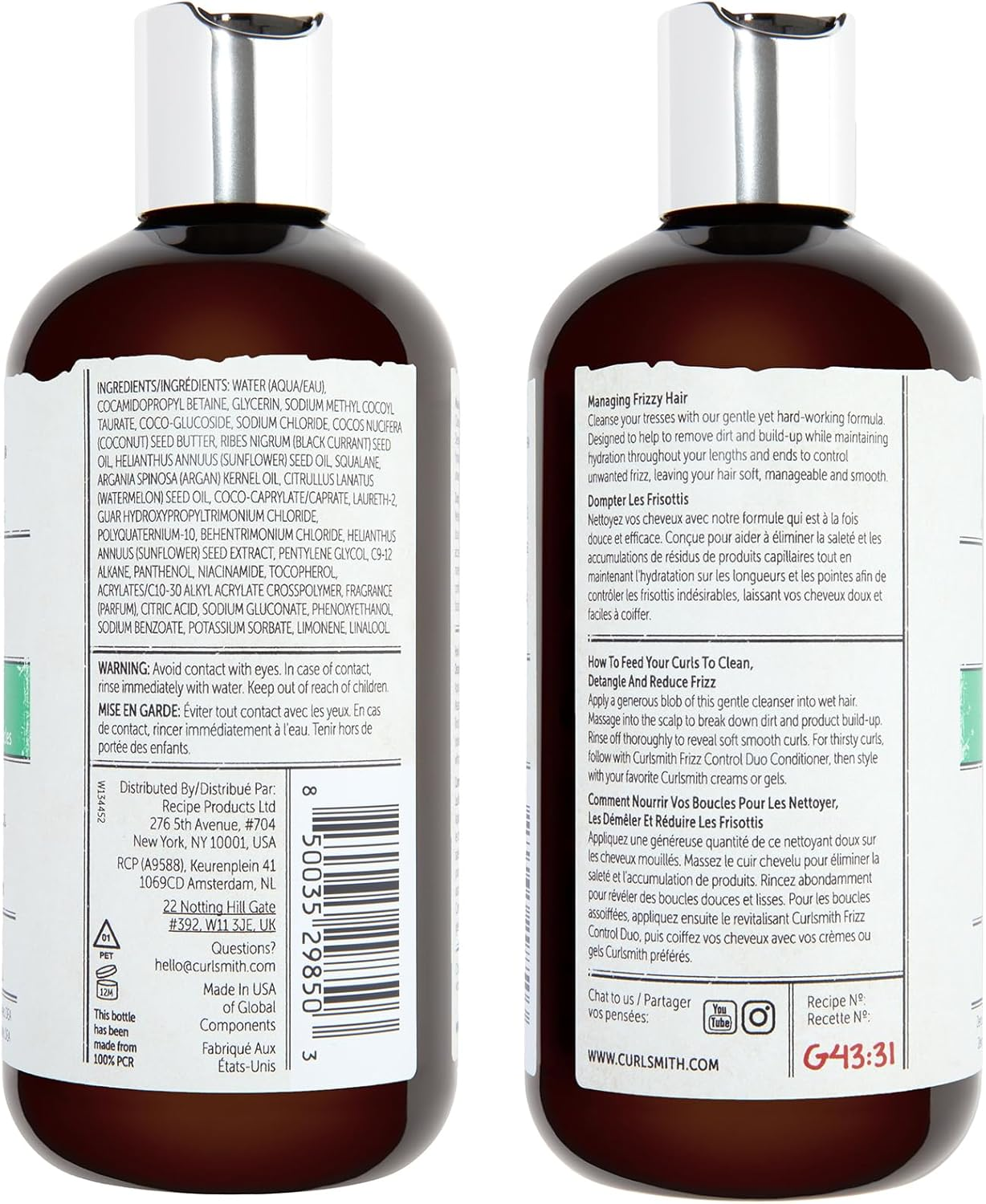 CURLSMITH - Frizz Control Cleanser, Gentle Hydrating Hair Shampoo, for All Curl Types, Long Lasting Frizz Control, Vegan, 355Ml/12 Fl Oz image number 4