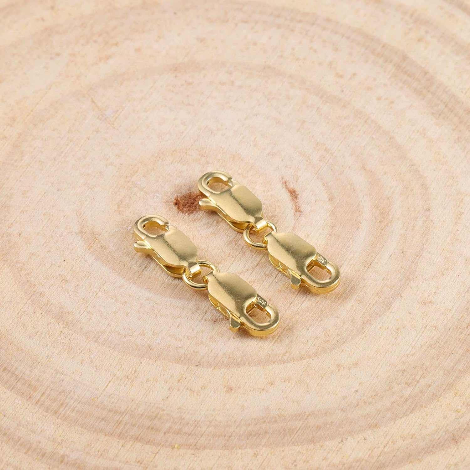 Bracelet Extender Gold Necklace Clasps and Closures 14K Gold Plated 925 Sterling Silver Double Lobster Clasp Double Claw Connector for DIY Jewelry Making（2Pcs） - B-2 Pcs Gold image number 2