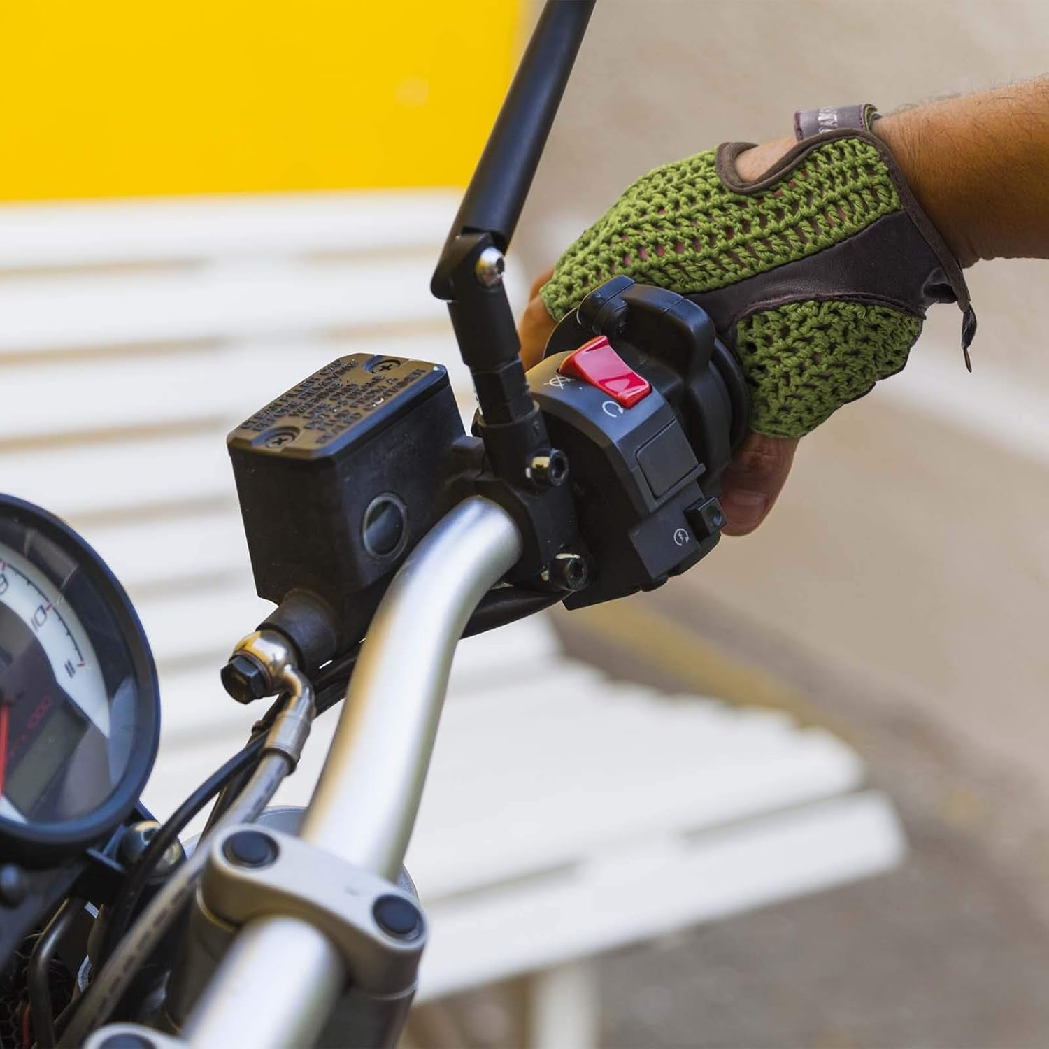 Adapter Universe Driver'S Gloves Retro Vintage Leather Fingerless Driving Gloves Bicycle - Black image number 2