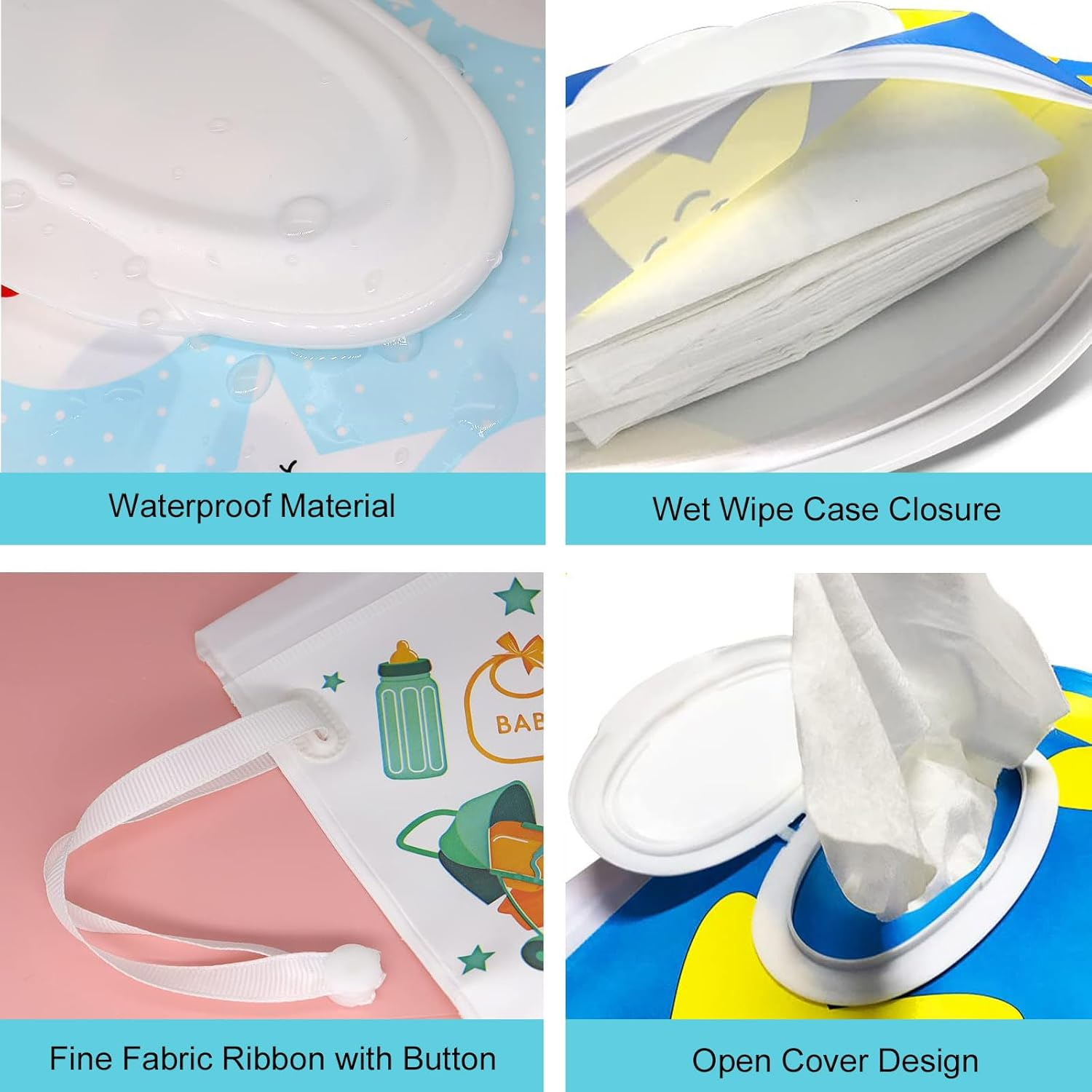 4 Packs Baby Wipes Dispenser,Portable Reusable Travel Holder & Cas,Refillable Wet Container for Diaper,Keeps Fresh Lightweight Bags Pouch Travele image number 3