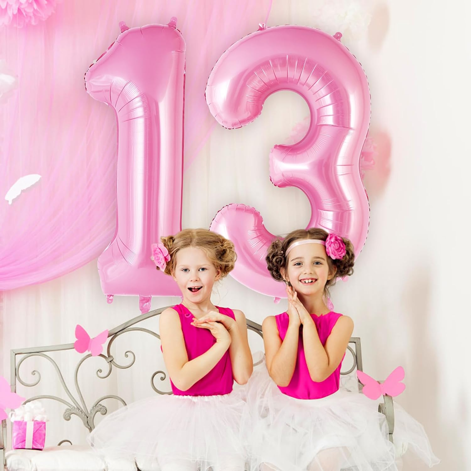 Pink Number 13 Balloon, 40 Inch Big Large Foil Helium Number Balloons, Giant Mylar Number 13 Balloons for 13 Years Old Birthday Party Decorations Supplies Anniversary image number 3