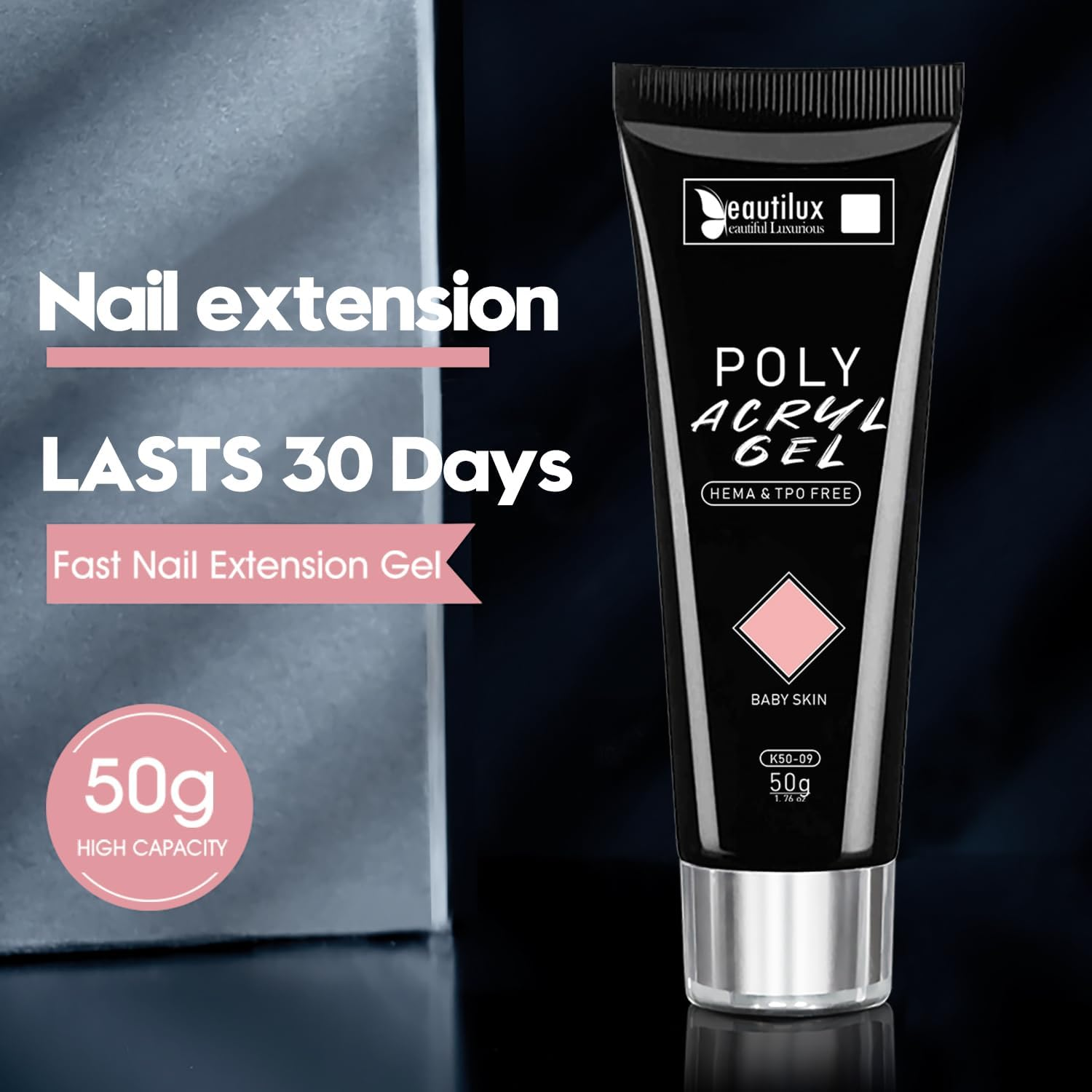 Beautilux Acrylic Gel for Nails - Pink, Long Lasting Nail Art, Quick Extension, Natural Look, UV Gel for Starters - 50 Ml - K50-01 image number 2