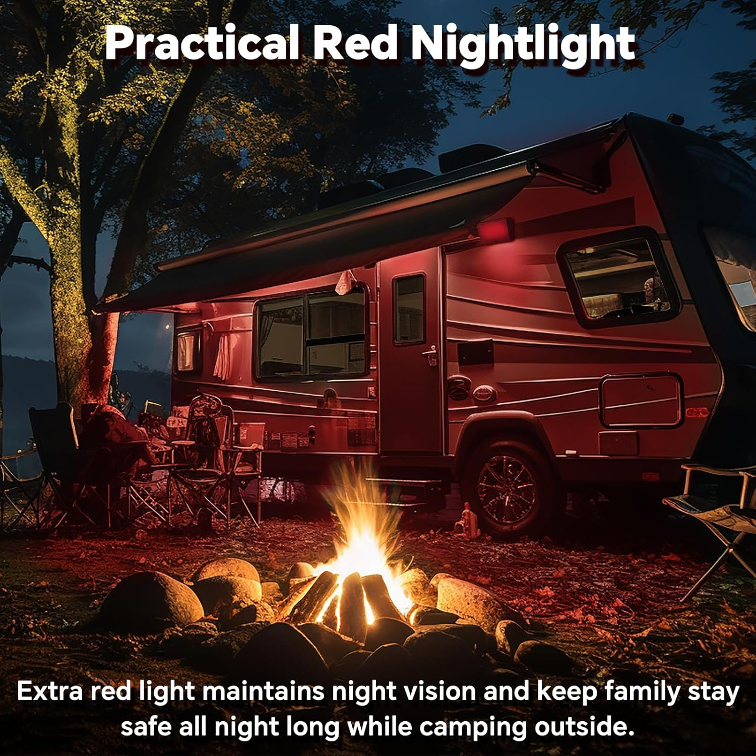 Obeaming RV Porch Light W/Switch 2CCT White Amber Switchable 12V Campervan Exterior Utility LED Replacement Light for Camper Motorhome Caravan and Truck, 410 Lumen & Red Nightlight image number 5