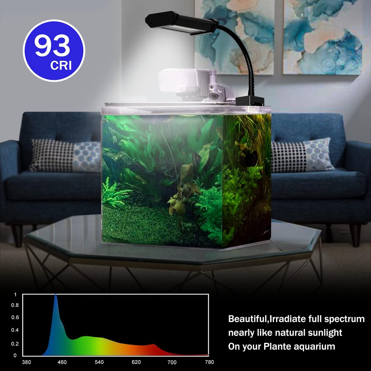 Lominie LED Aquarium Light,2-Channels Manual Timer Dimmer Planted Fish Light with Adjustable Gooseneck,Full Spectrum Plant Fish Tank Clip on Light, with Remote Controller.(Freshwater,) image number 4