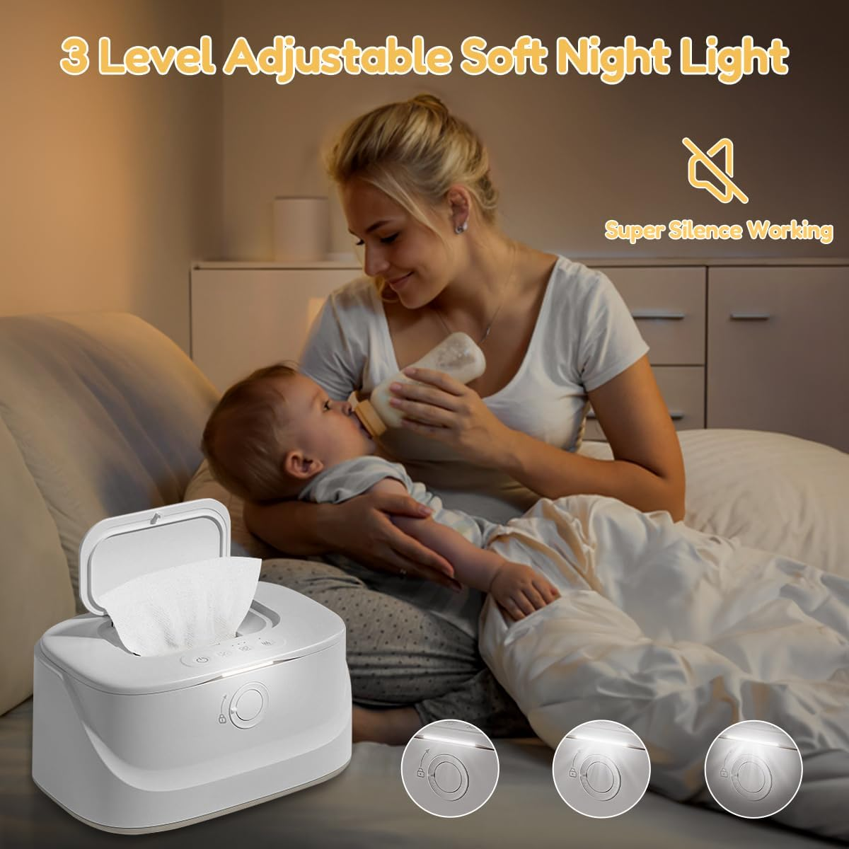 Baby Wipe Warmer with Pop-Up Holder,Easily Dispenses,Wipes Dispenser for Vehicle and Home Use,Has a Light Function for Those Late Night Diaper Changes,Newborn Essentials image number 2
