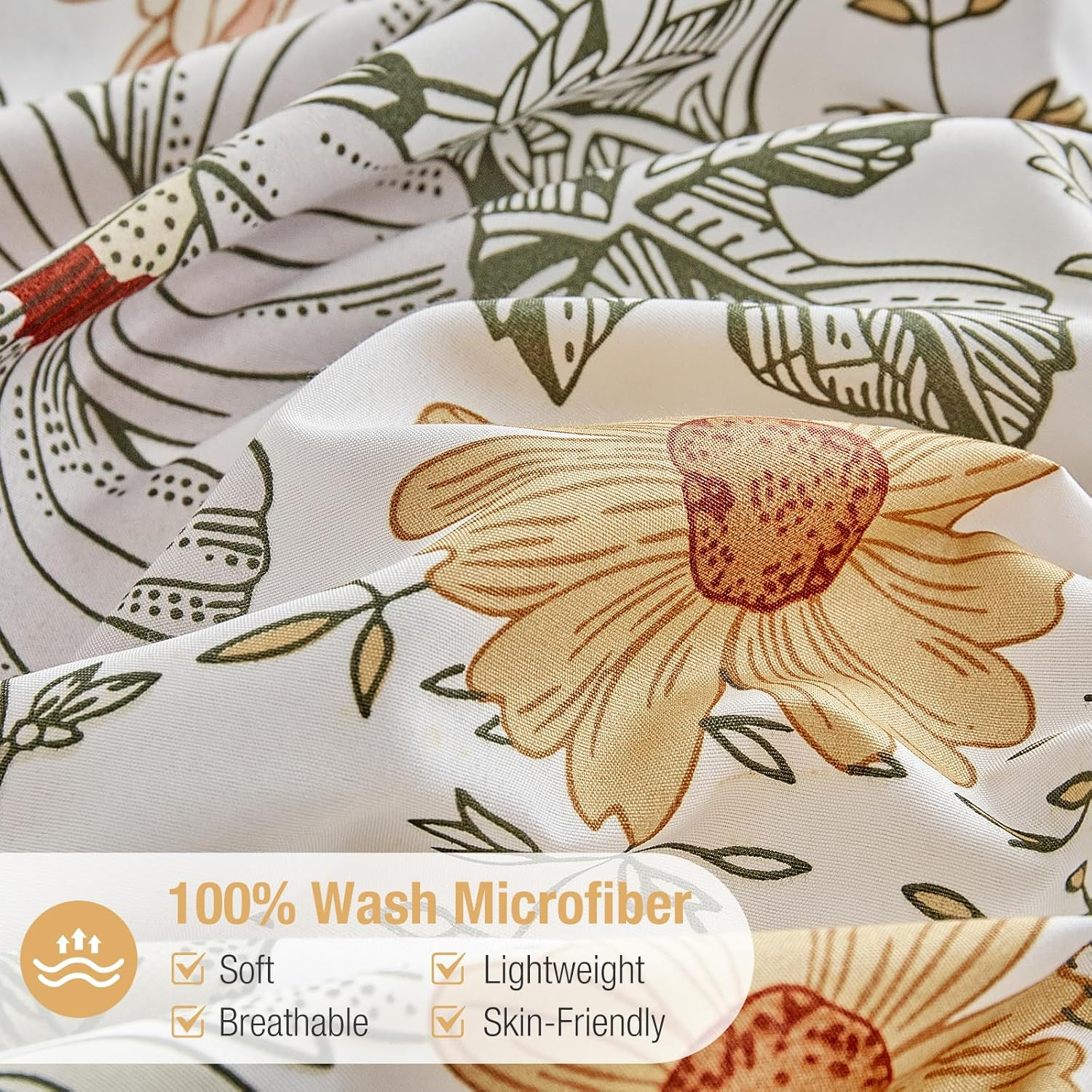 Tokokimo Duvet Cover 200 X 200 Cm with 2 Pillowcases 65 X 65 Cm - Colourful Floral Pattern - 100% Microfibre Bedding Set 200 X 200 Cm with Zips image number 2