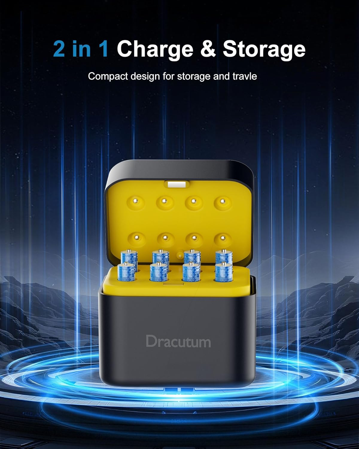 Dracutum AAA Rechargeable Batteries Lithium 8 Pack with Fast Charger - 1300Mwh High Capacity 1.5V Constant Output Rechargeable AAA Batteries, 2000 Cycles Long-Lasting Li-Ion Triple a Batteries image number 3